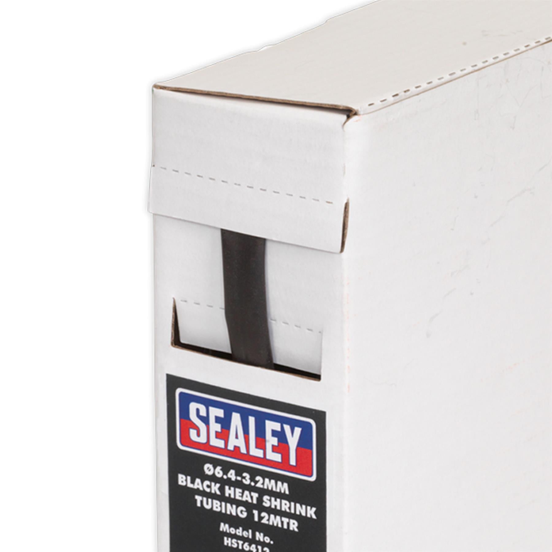 Sealey Heat Shrink Tubing Black 6.4-3.2mm 12m