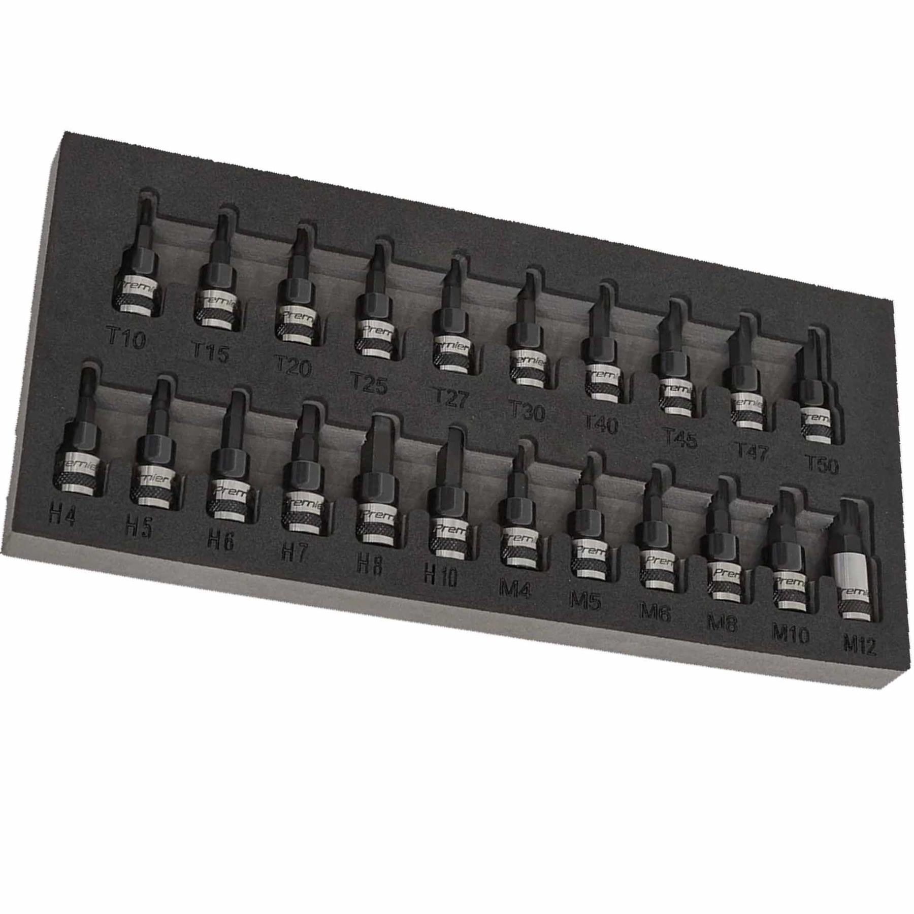 Sealey TRX-Star/Hex/Spline Socket Bit Set 22pc 3/8"Sq Dr Blk Series