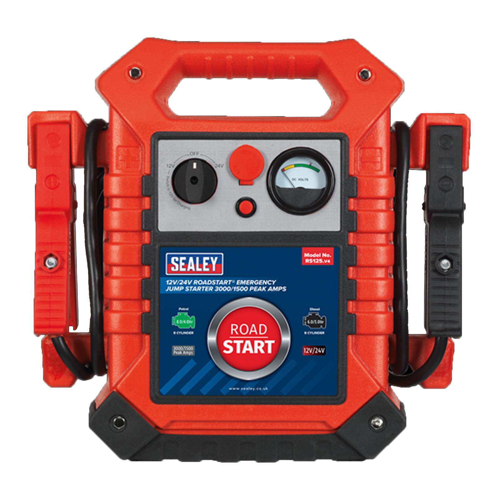 Sealey RS125 RoadStart Emergency Jump Starter 12/24V 3000/1500 Peak Amps