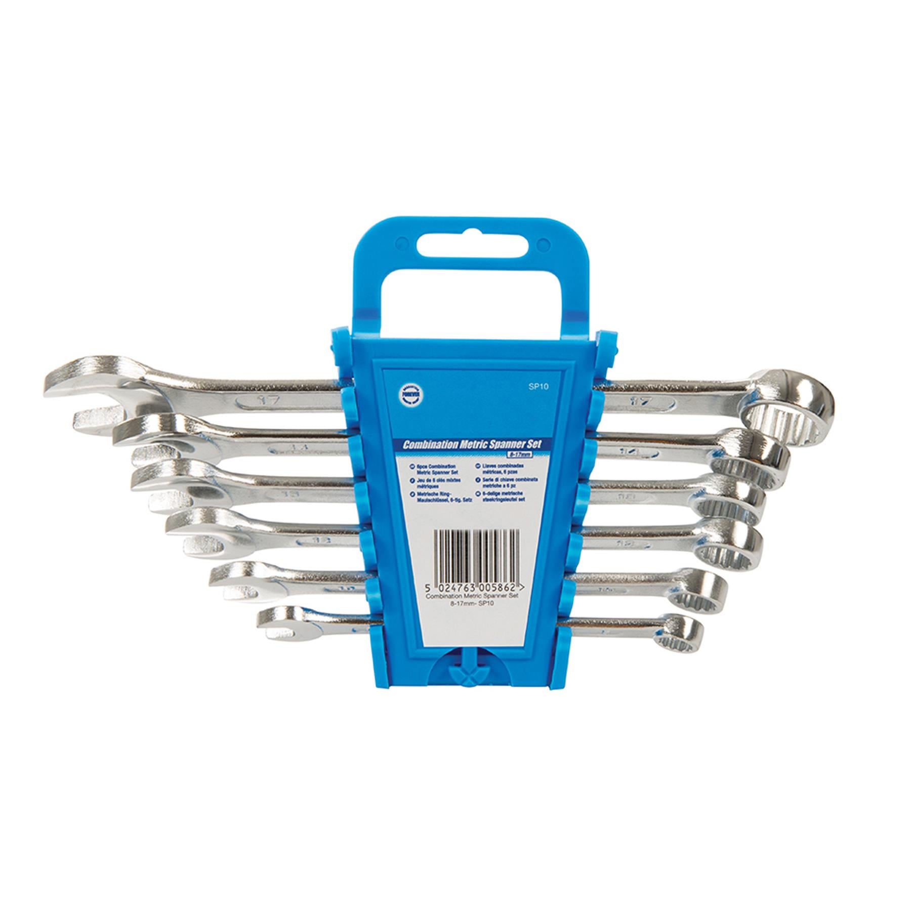 Combination Spanner Metric Set 6Pce Range: 8 - 17mm Polished Chrome Vanadium