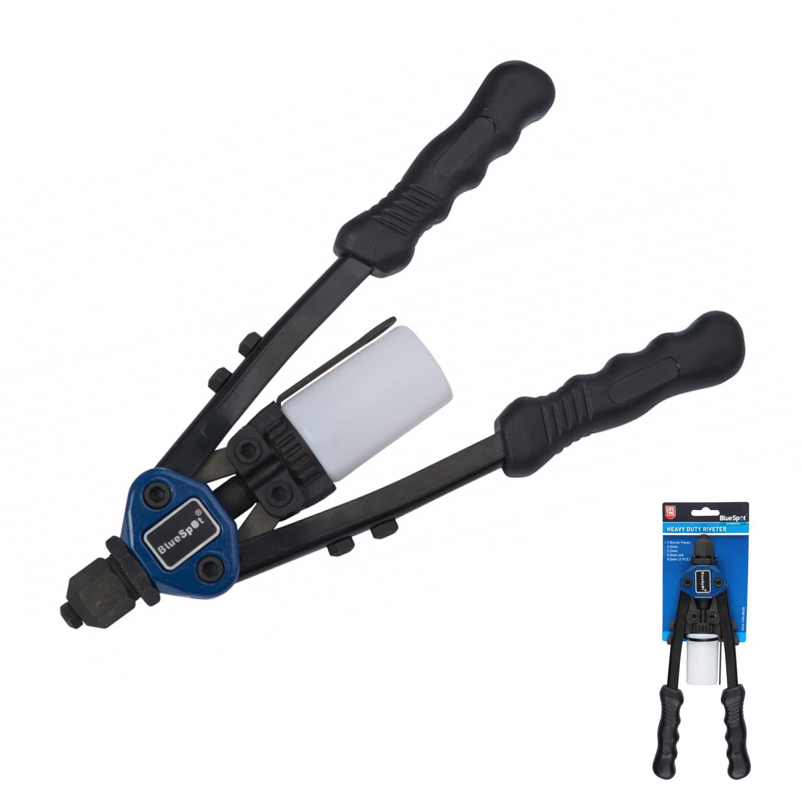 BlueSpot Heavy Duty Riveter 280mm 11" with 4 nozzle set Alloy Steel Jaws