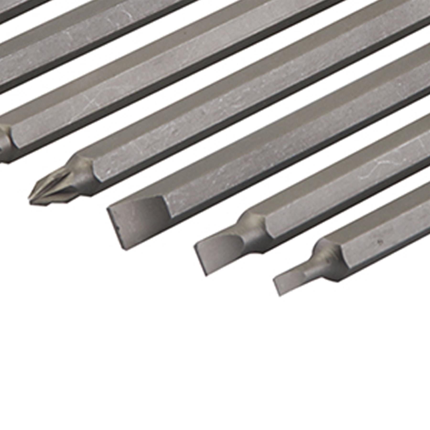 Extra-Long Power Bit Set 9Pce 150mm Chrome Vanadium Steel Slotted, Pz & Phillips
