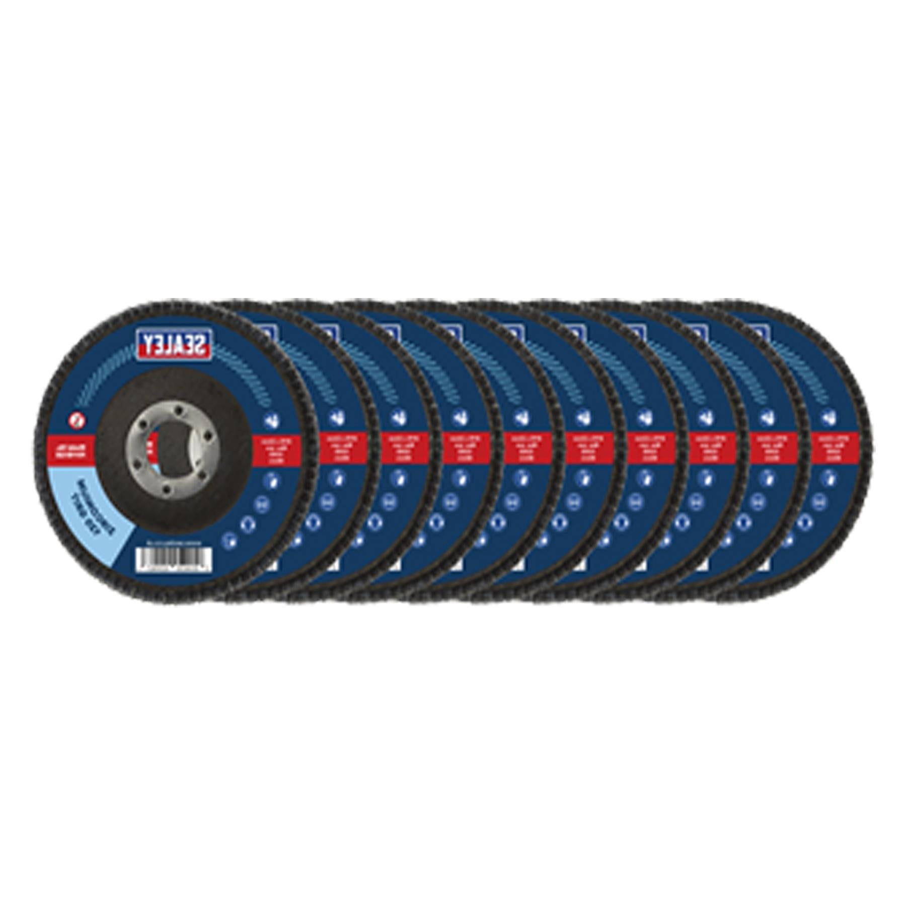 Sealey 120Grit Flap Discs Zirconium 115mm 22mm Bore - Pack of 10
