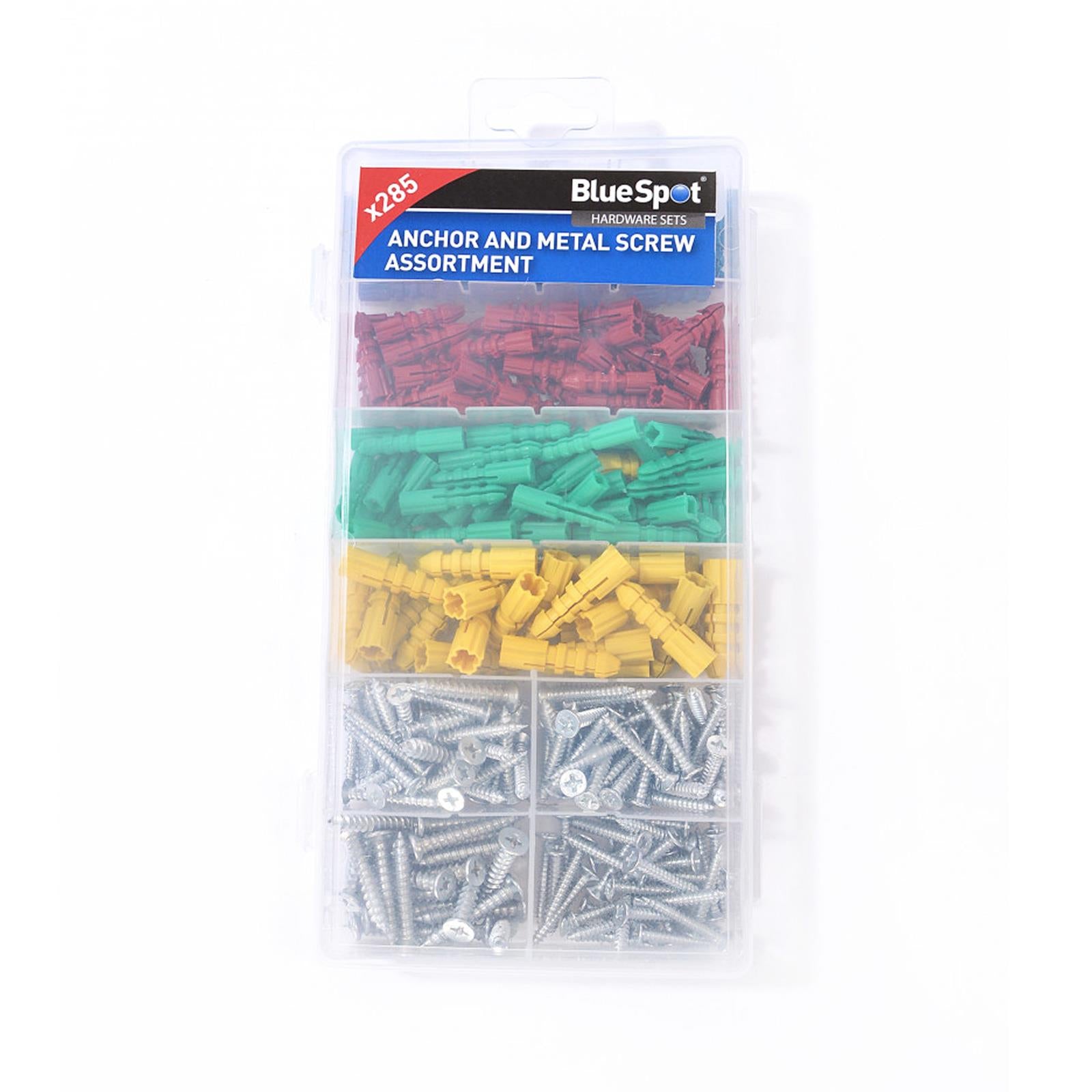 BlueSpot 285Pce Wall Plugs Assorted with Screws Rawlplugs and Fixings Set