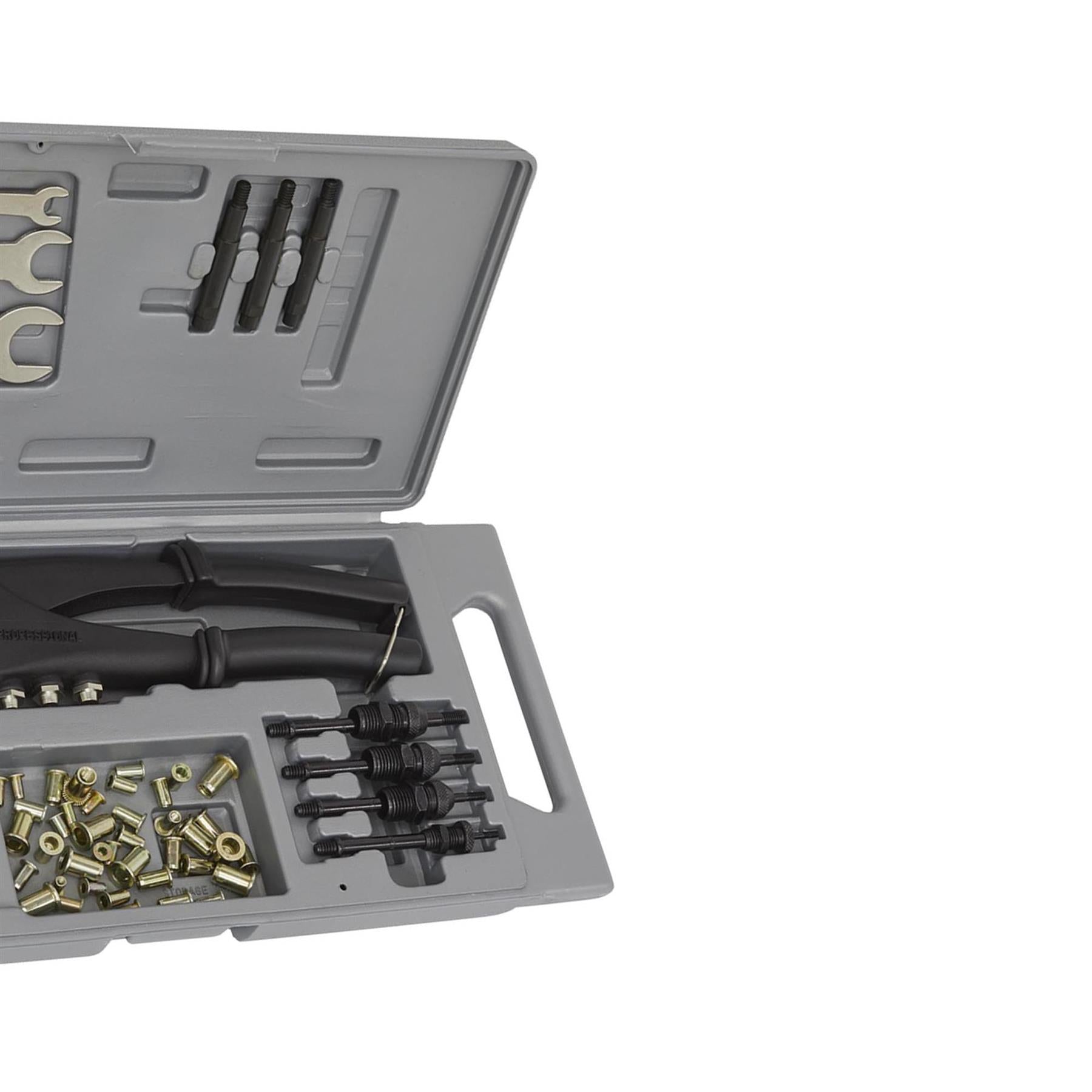 Sealey Blind Nut & Stud Riveting Kit Rivet Rivetner Rivnut Gun Mandrels