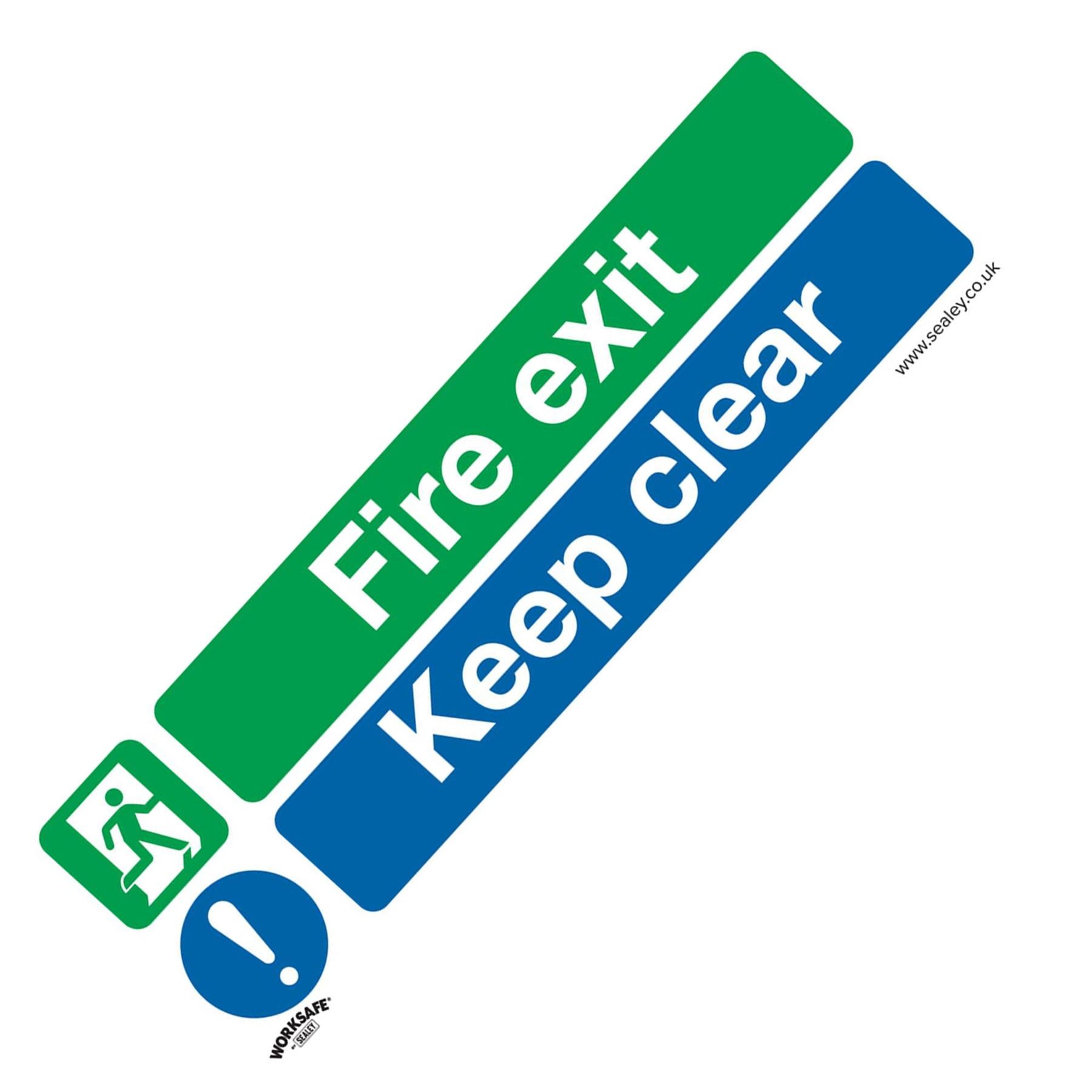 Safe Conditions Safety Sign - Fire Exit Keep Clear (Large) - Self-Adhesive Vinyl
