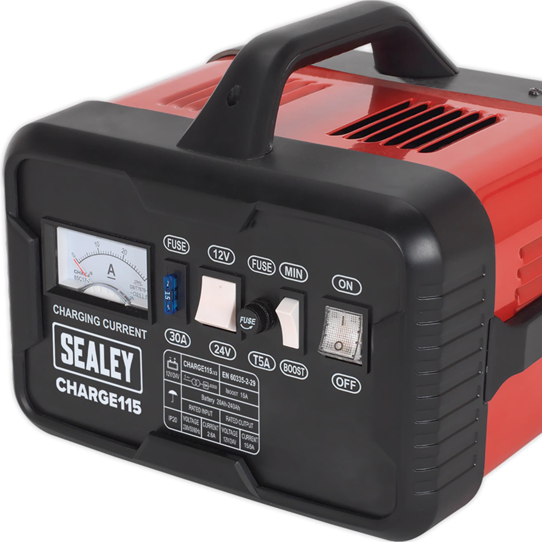 Sealey Battery Charger 19Amp 12/24V 230V Suitable For Regular and low maintenance batteries.