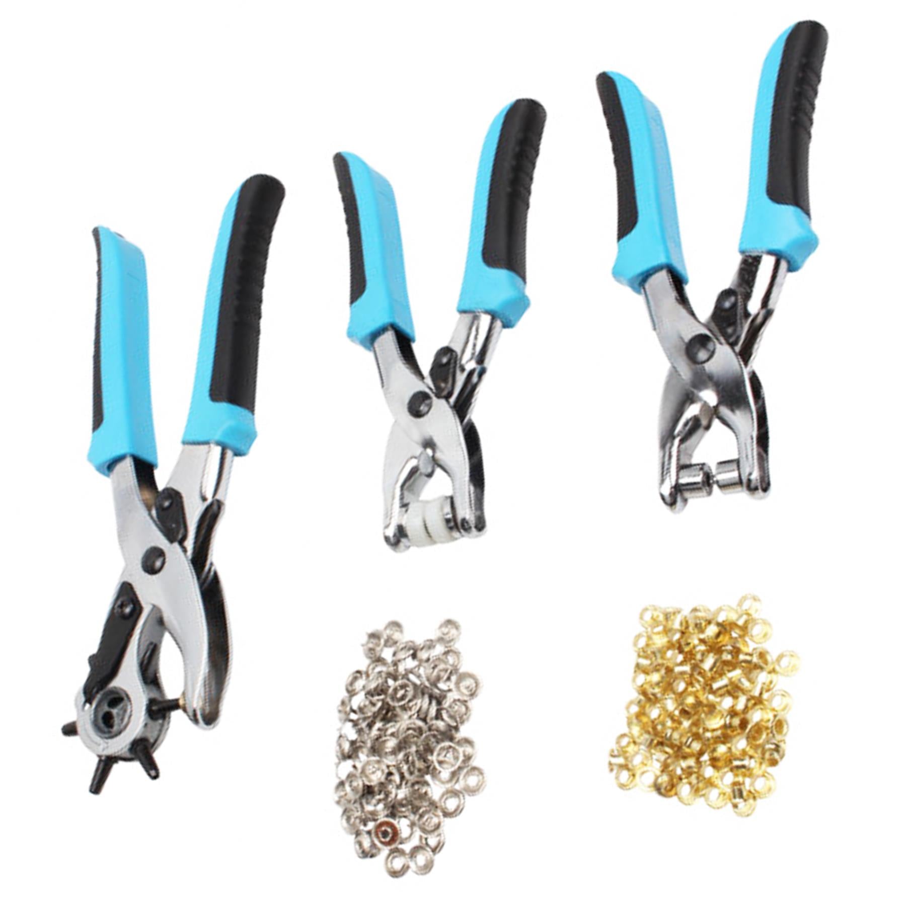 BlueSpot 3pc Revolving Leather Hole Punch And Eyelet Plier Set Puncher Belts Cut