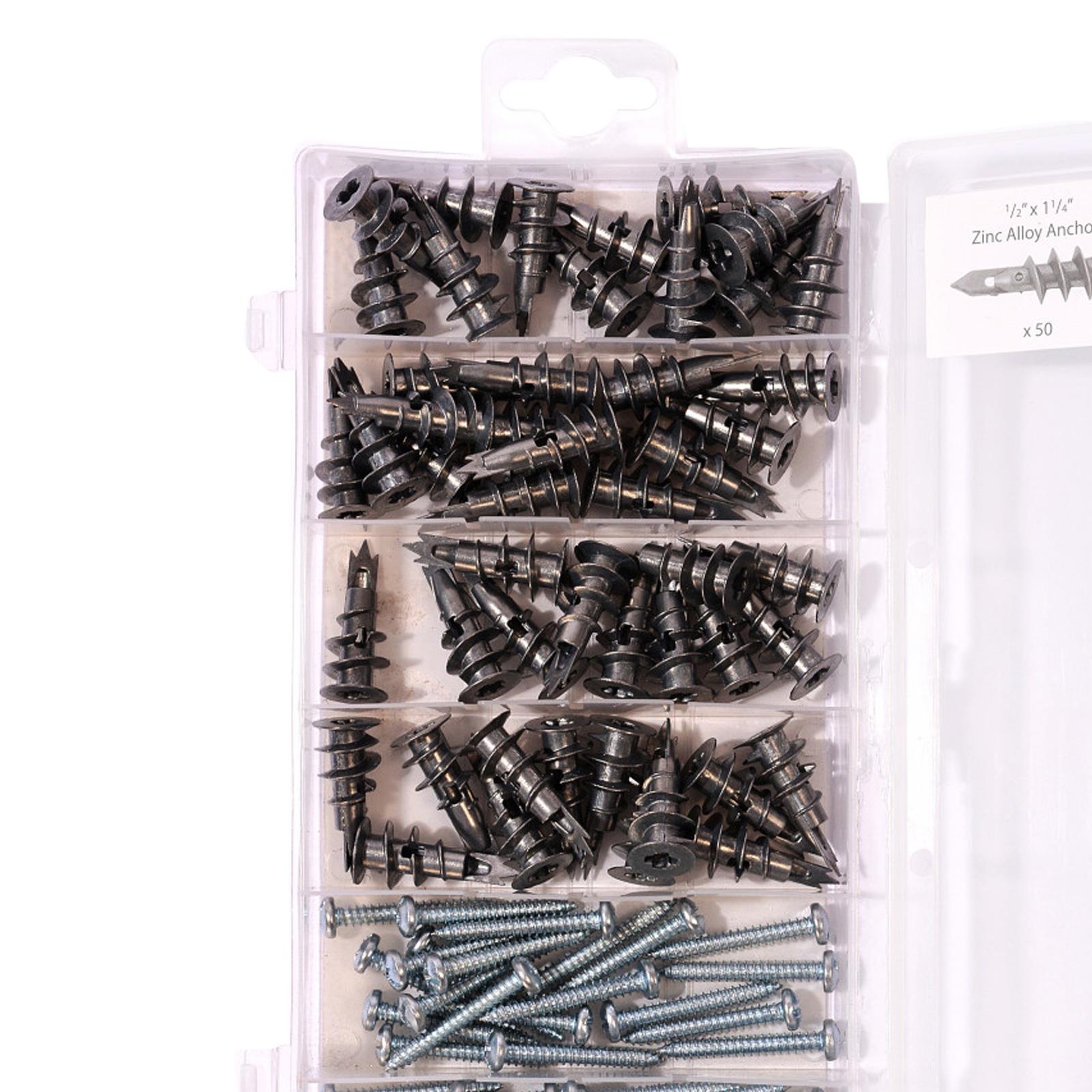 BlueSpot 100Pce Assorted DRYWALL ANCHOR & SCREW SET Platerboard Fixings