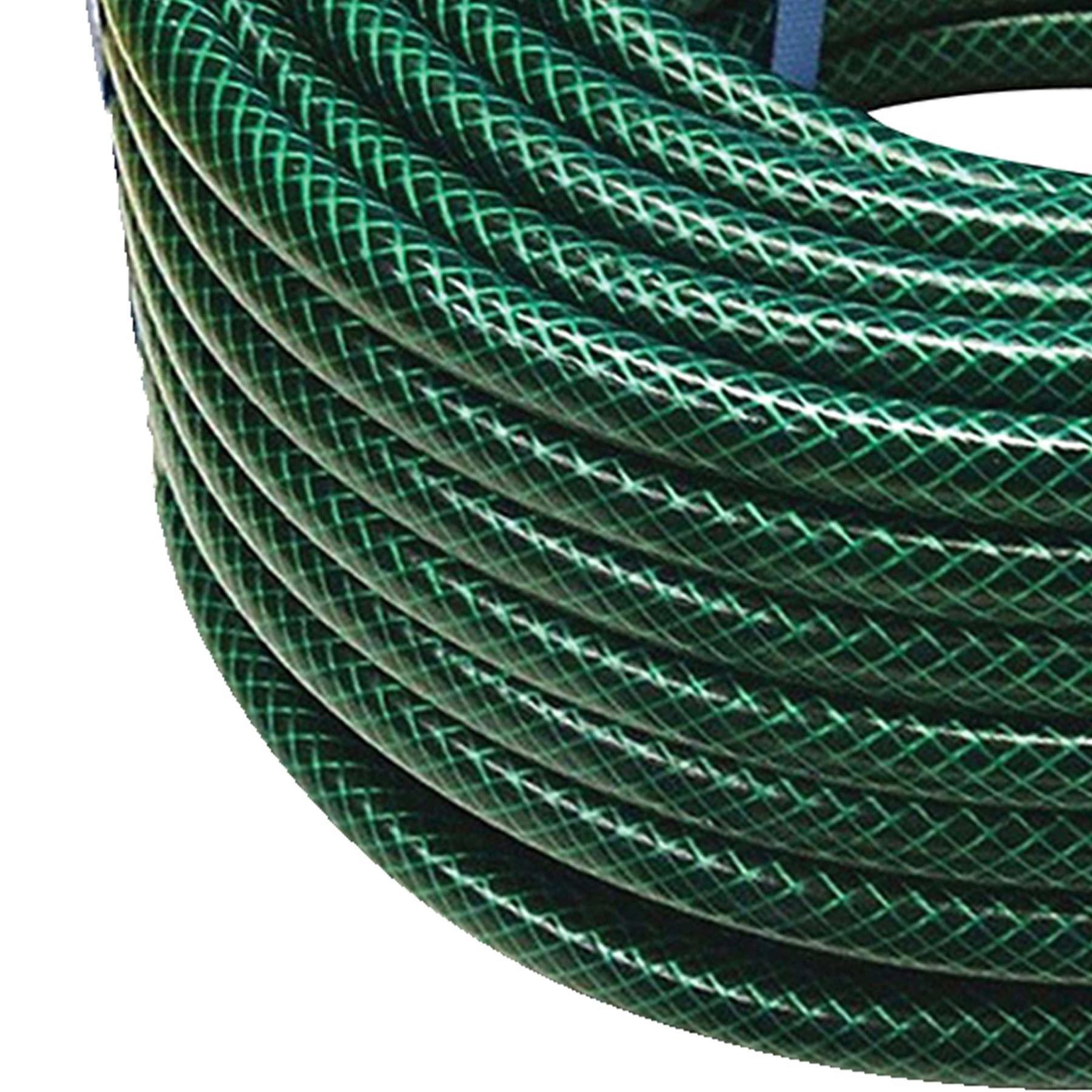 50M Garden Hose Pipe Reinforced Braided PVC Watering Hosepipe Reel Green 1/2"