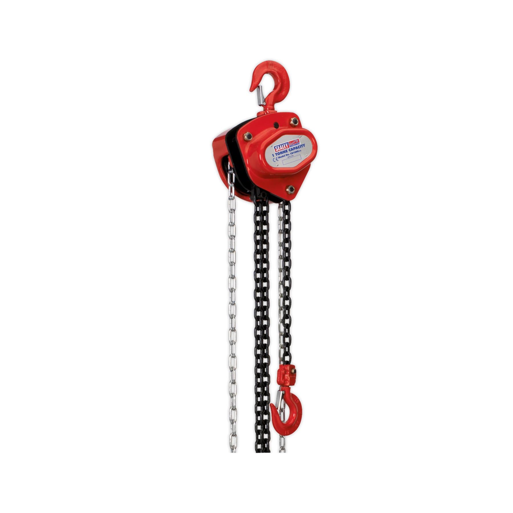 Sealey Chain Block 1tonne 2.5m Safety Latches Compact Gear Housing