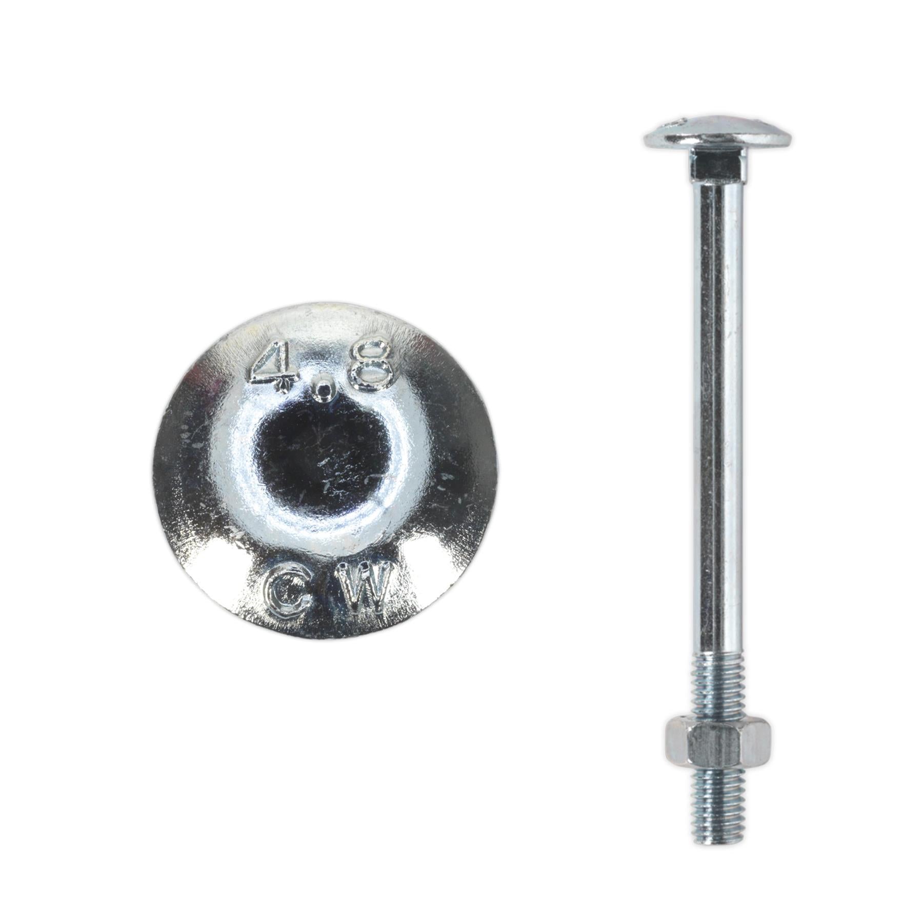 Sealey Coach Bolt & Nut DIN 603 M6 x 75mm Zinc Pack of 100