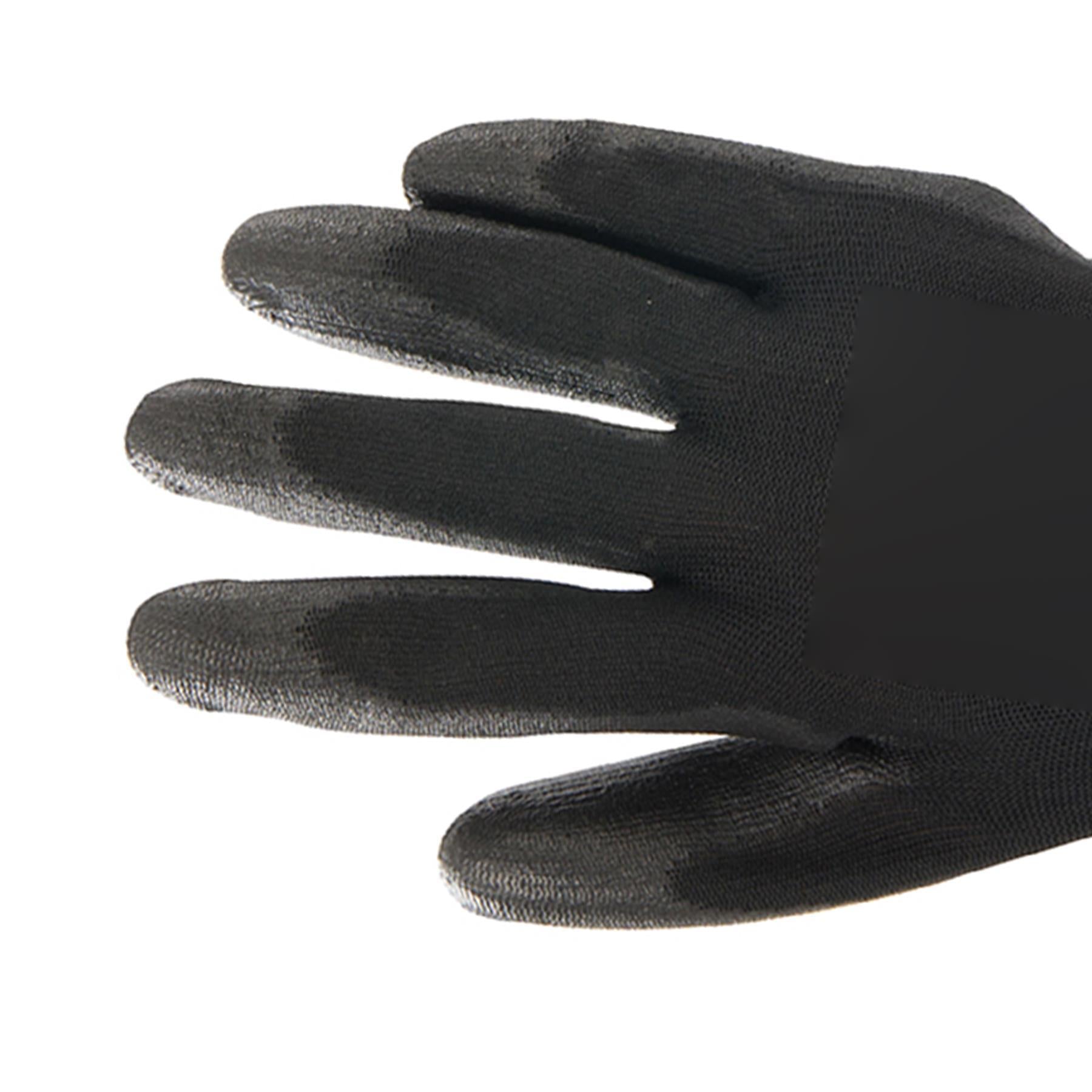 PU Palm Coated Work Wear Gardening Black Safety Gloves M 9