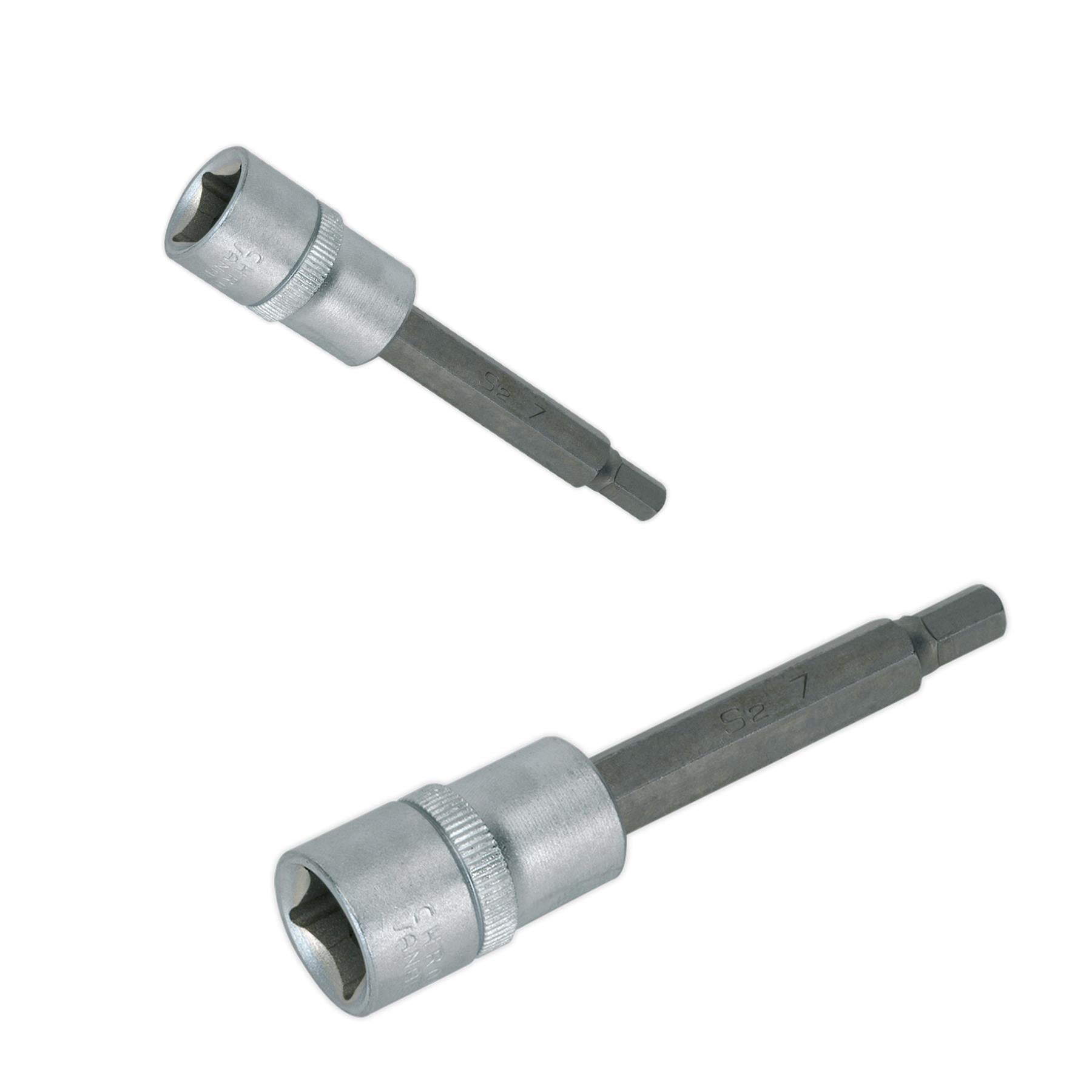 Sealey Hex Socket Bit 7mm Long 1/2"Sq Drive Satin Finish