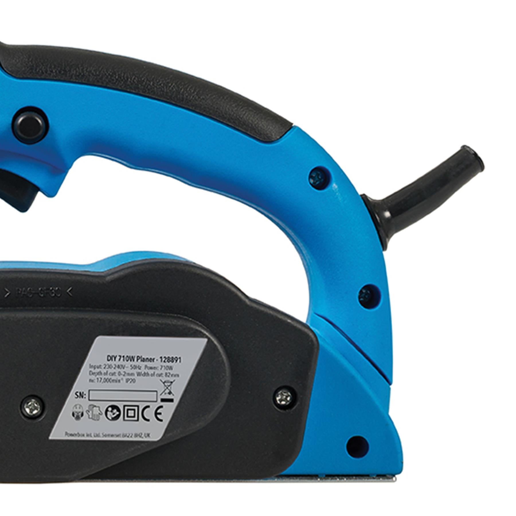 Heavy Duty 710W Electric Planer With Parallel And Rebate Guides Dust Bag