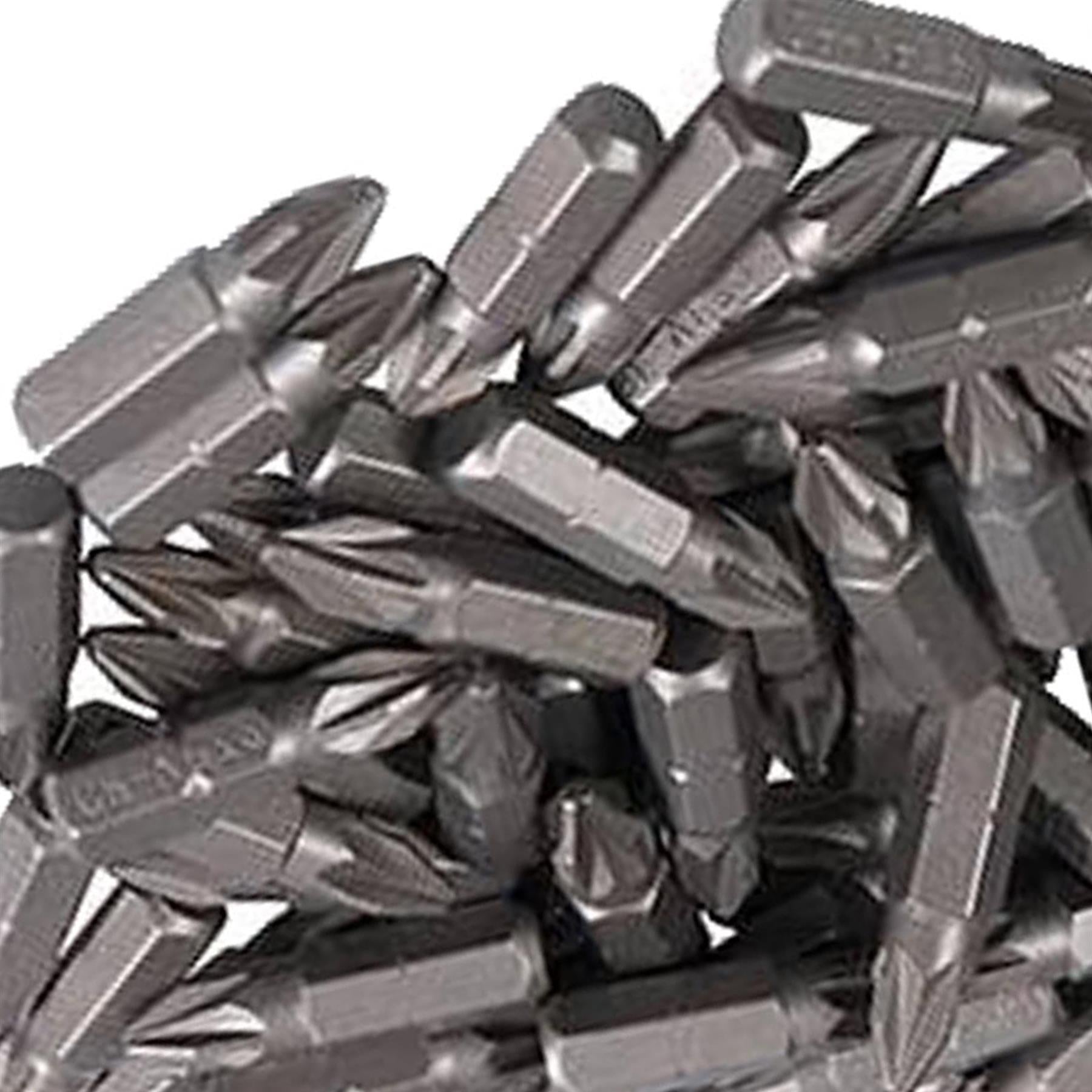 Pozidriv PZ2 Screwdriver Bits CRV Chrome Vanadium Steel 1/4" Hex Drive 100Pcs