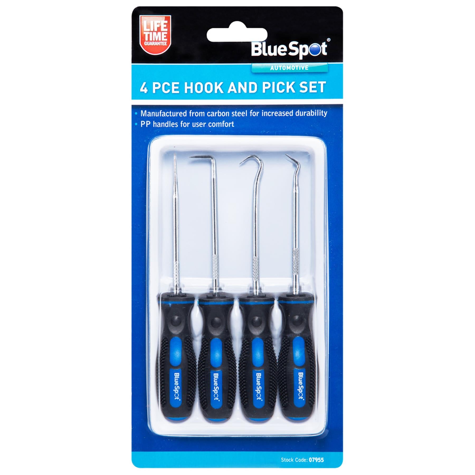 BlueSpot 4pc Pick And Hook Probe Set O Ring Seal Remover With Soft Anti Slip