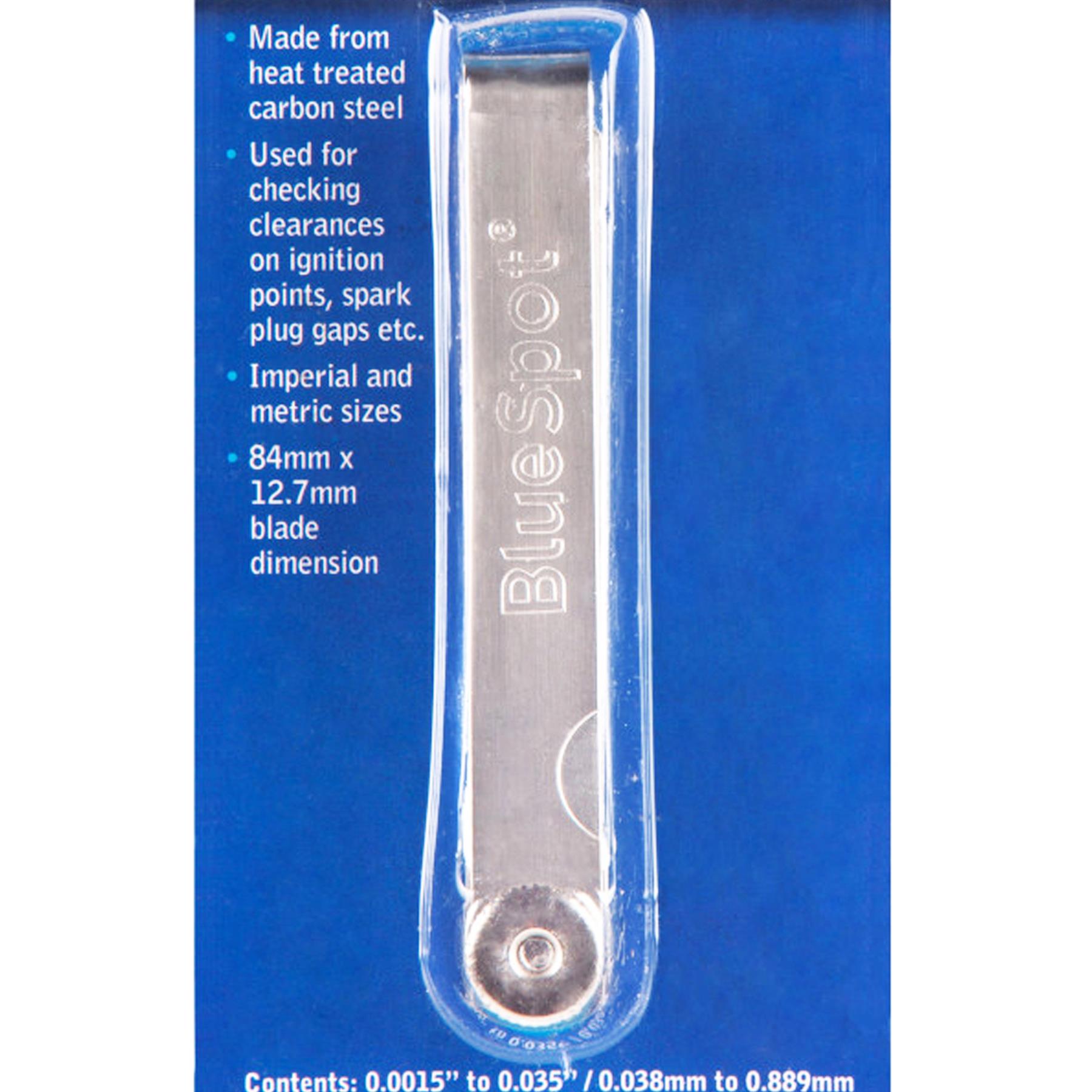 BlueSpot 32 Blade Leaf Feeler Gauge Metric Imperial Includes Brass Blade