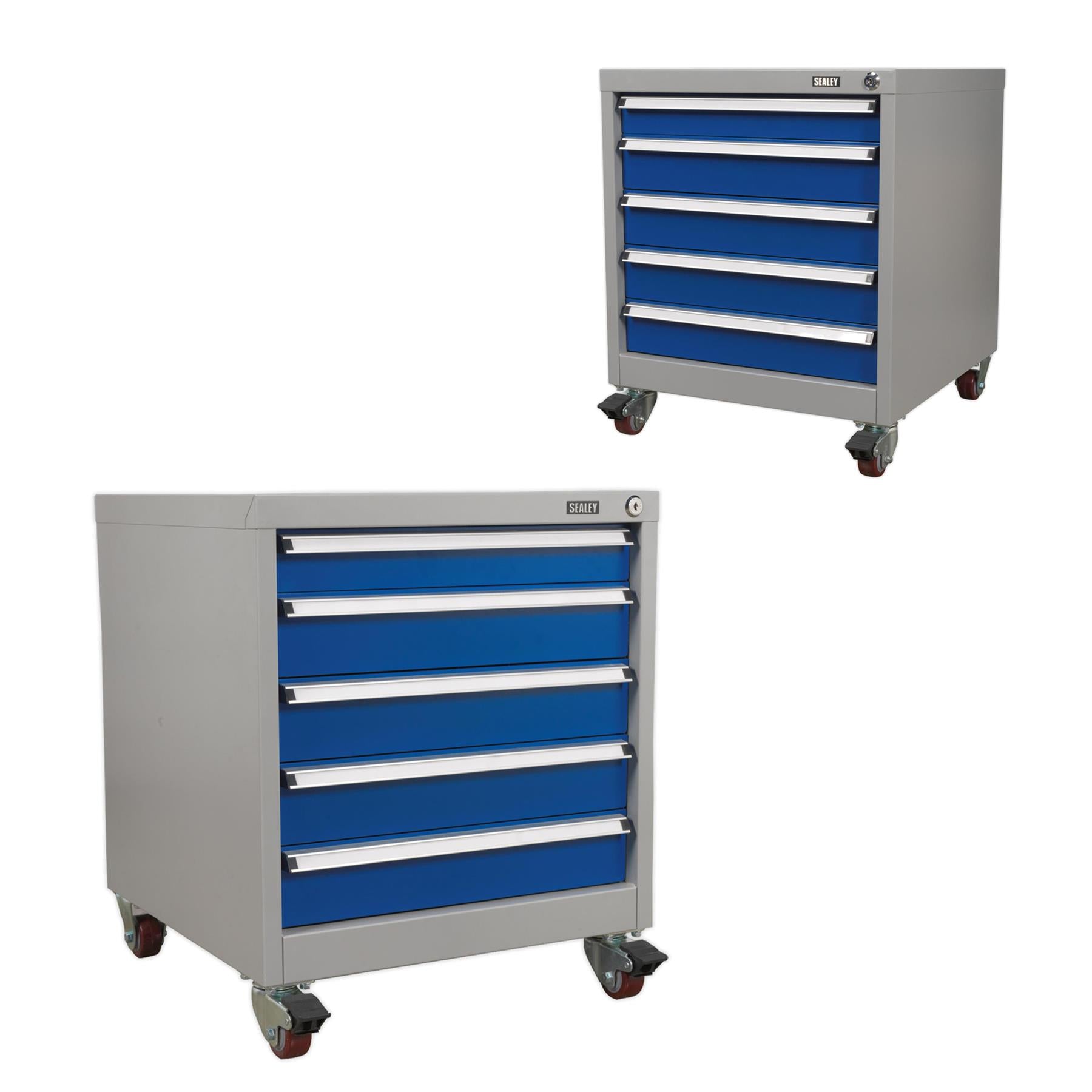 Sealey Mobile Industrial Cabinet 5 Drawer with a load bearing of up to 40kg.