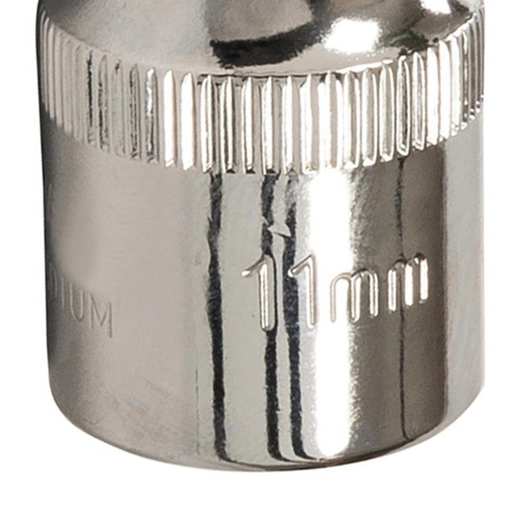 Socket 1/2" Drive Metric Hex Square 11mm Individual Hex Polished Crv Quality