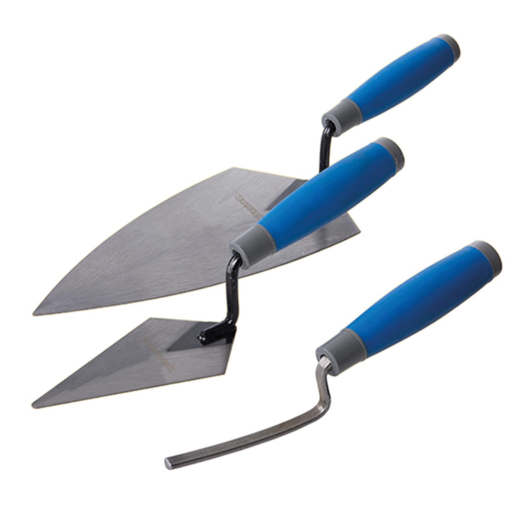 Trade Trowel Set Pointing Gauging Plastering Trowels & Brick Jointer Soft Grip