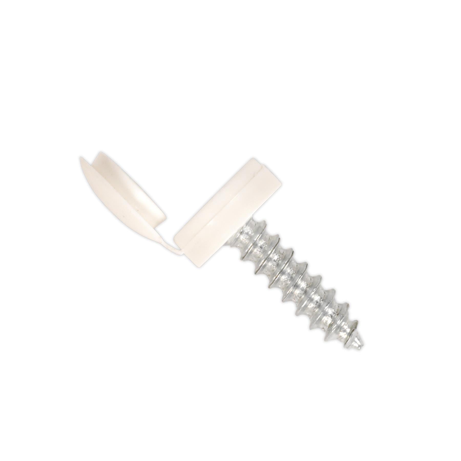 Sealey Numberplate Screw with Flip Cap 4.2 x 19mm White Pk of 50
