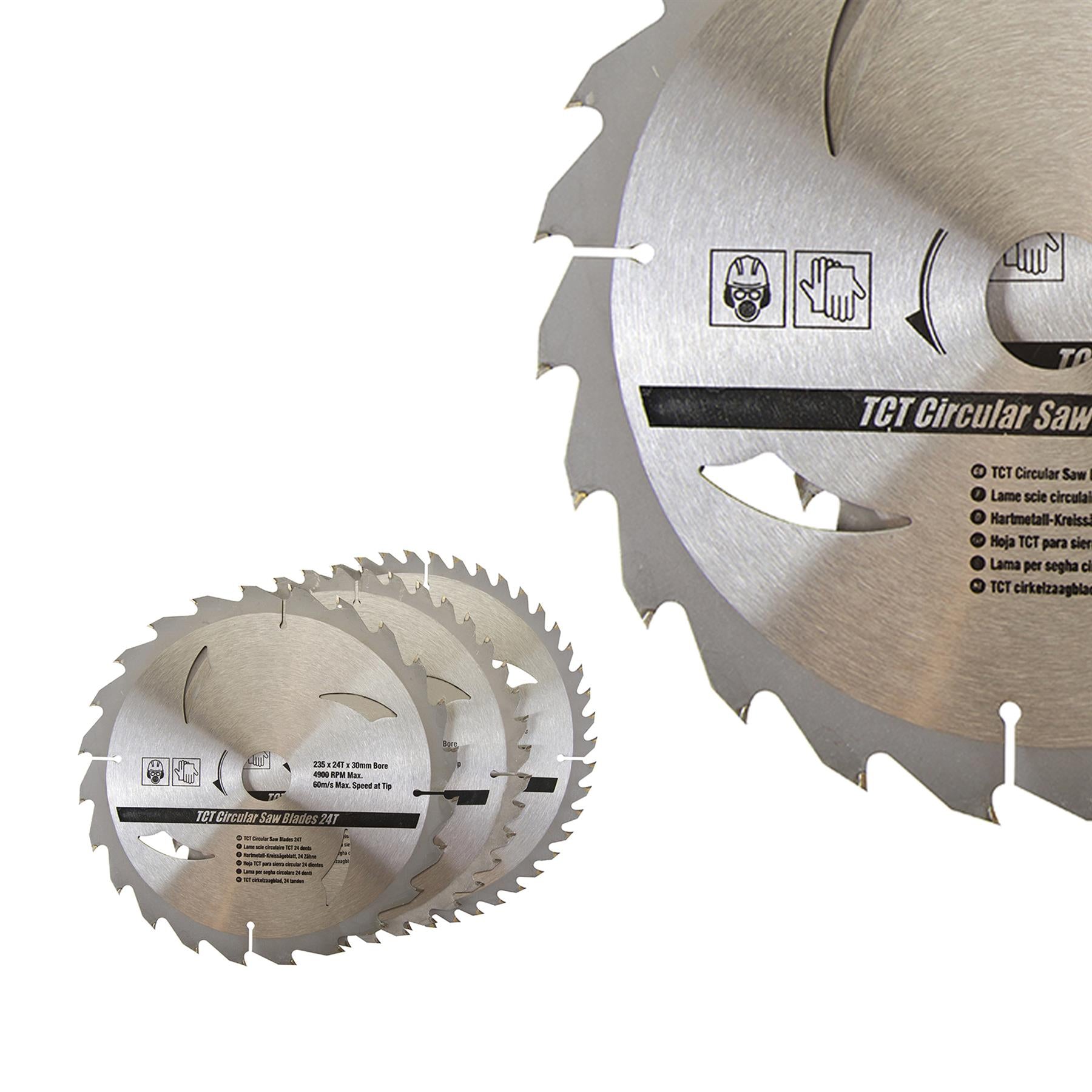 TCT Circular Saw Blades 24 40 48T 3Pk 235 x 30-25 16mm Rings Hardwood Softwood Chipboards Cutting