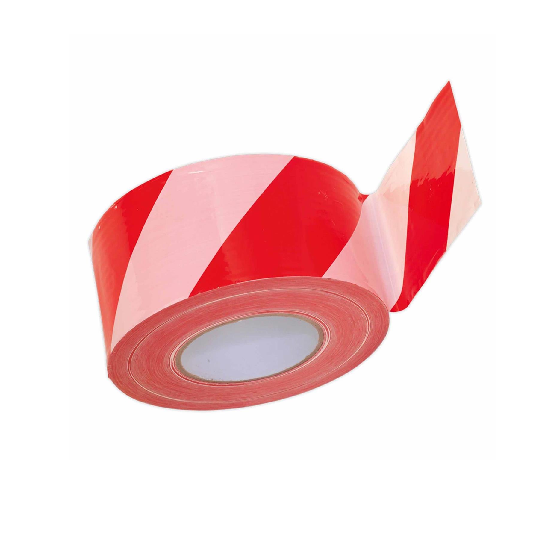 Sealey Hazard Barrier Tape 80mm x 100m Red/White Non-Adhesive