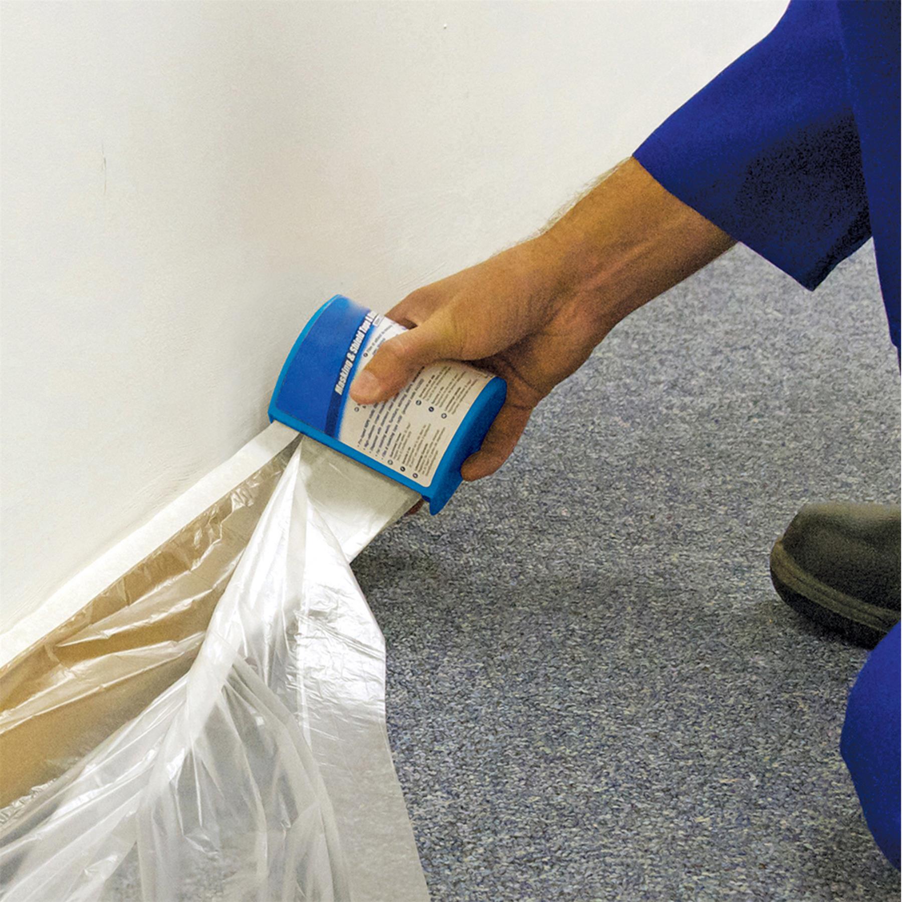 Masking And Shield Tape & Dispenser 550mm x 33m Polythene Dust Sheet Film - 10pk