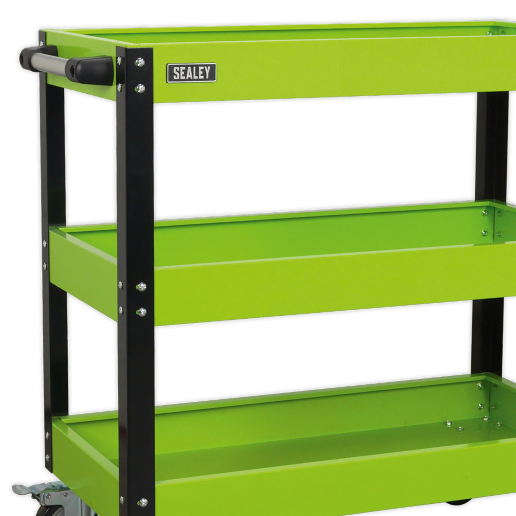 Sealey CX110HV Workshop Trolley 3-Level Heavy-Duty Hi-Vis Green Trolley Garage