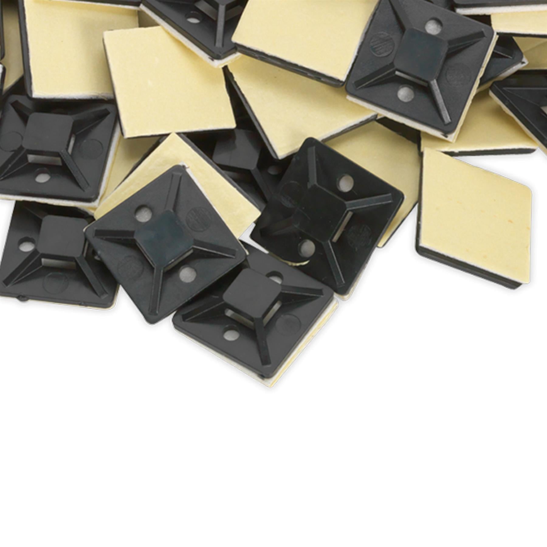 Sealey Self-Adhesive Cable Tie Mount 25 x 25mm Black Pack of 100