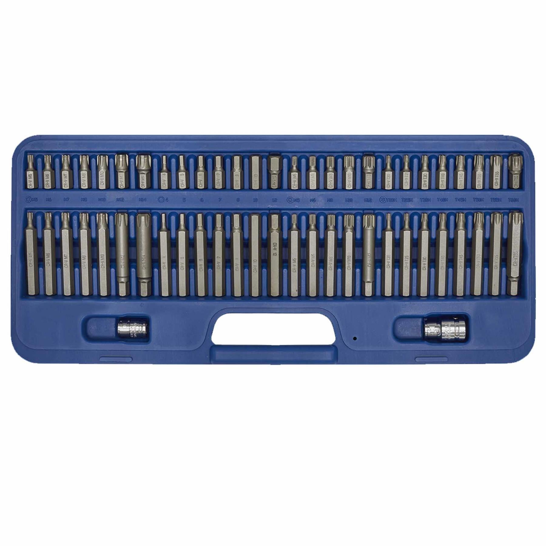 Sec. TRX-Star*/Hex/Ribe/Spline Bit Set 56pc 3/8" & 1/2"Sq Dr. Sealey