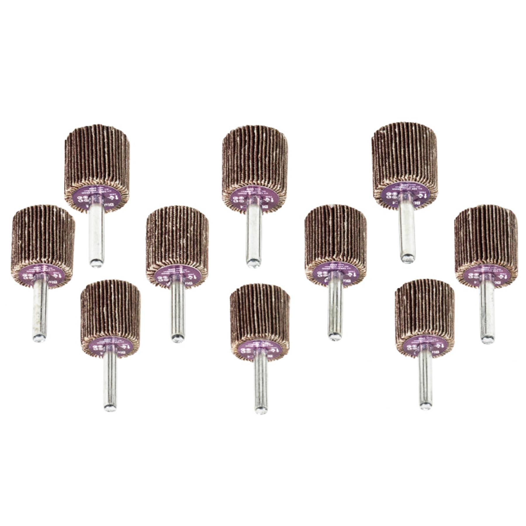 BlueSpot 10pc Sanding Flap Wheel Disc Set For Drill 120 Grit 25mm Wood Metal