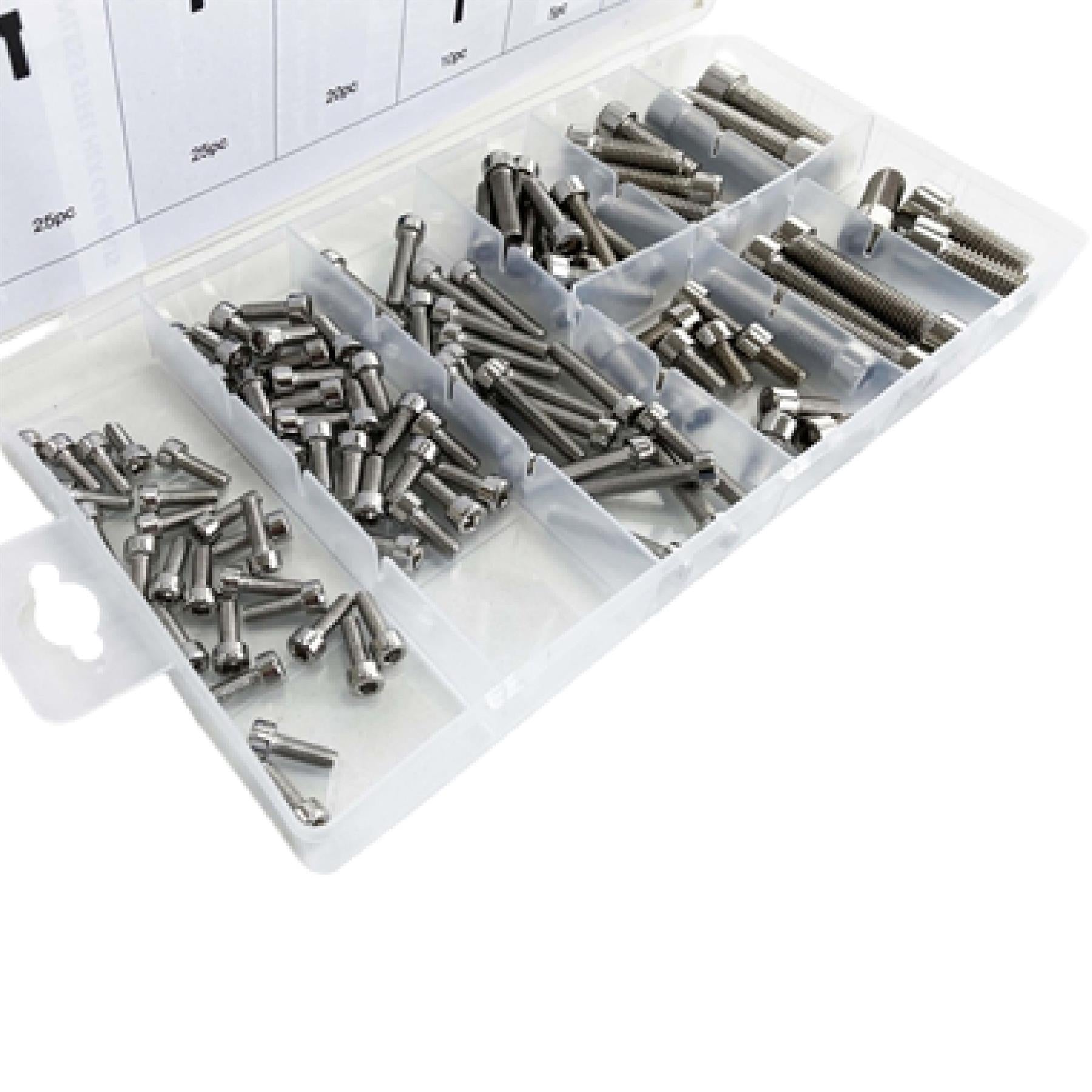 106Pcs Assorted Stainless Steel Hex Screws 201 S/S Hex Cap Bolts and Nuts