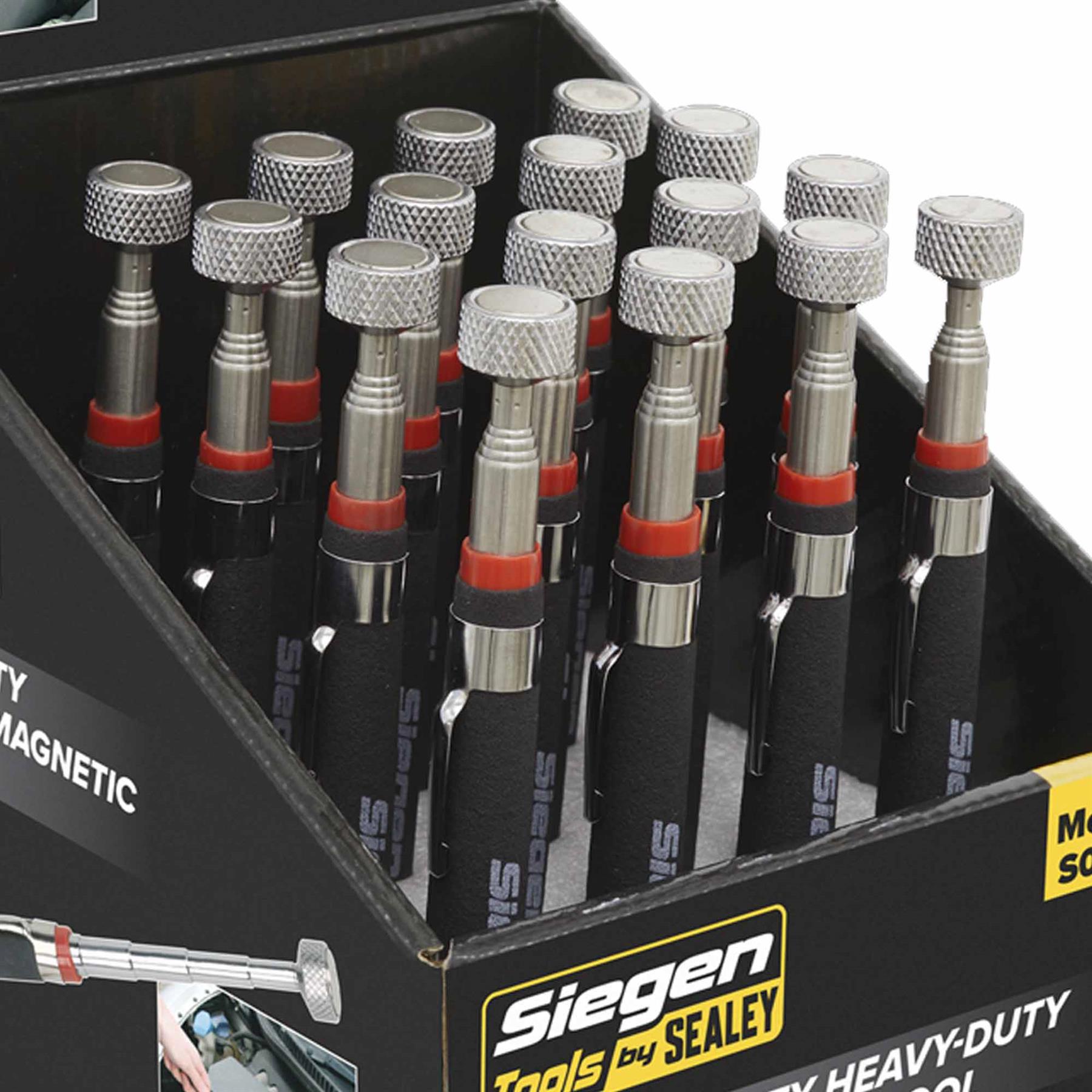 Sealey Heavy-Duty Magnetic Pick-Up Tool 3.6kg Cap Display Box of 16