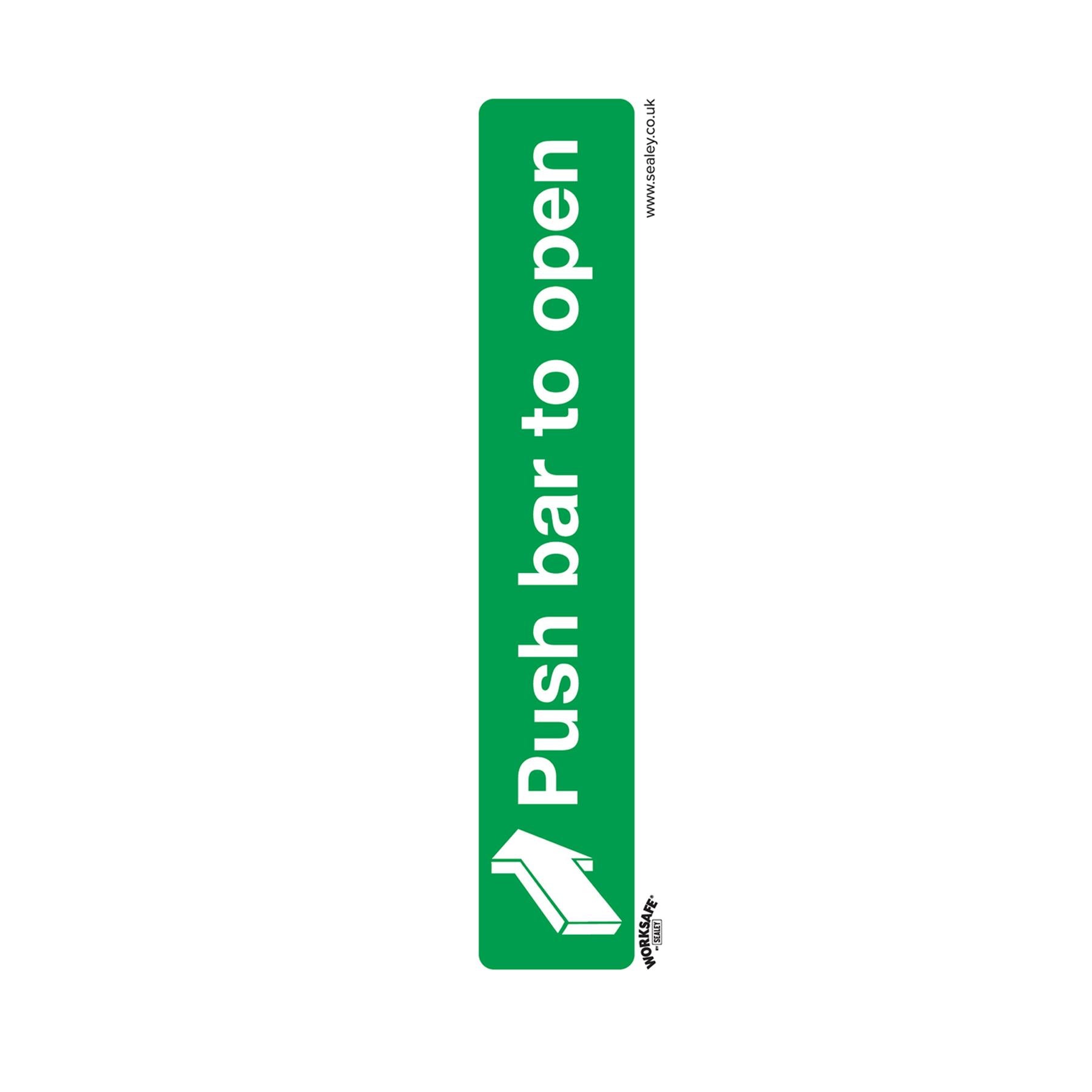 Sealey Safety Sign - Push Bar To Open - Rigid Plastic - Pack of 10