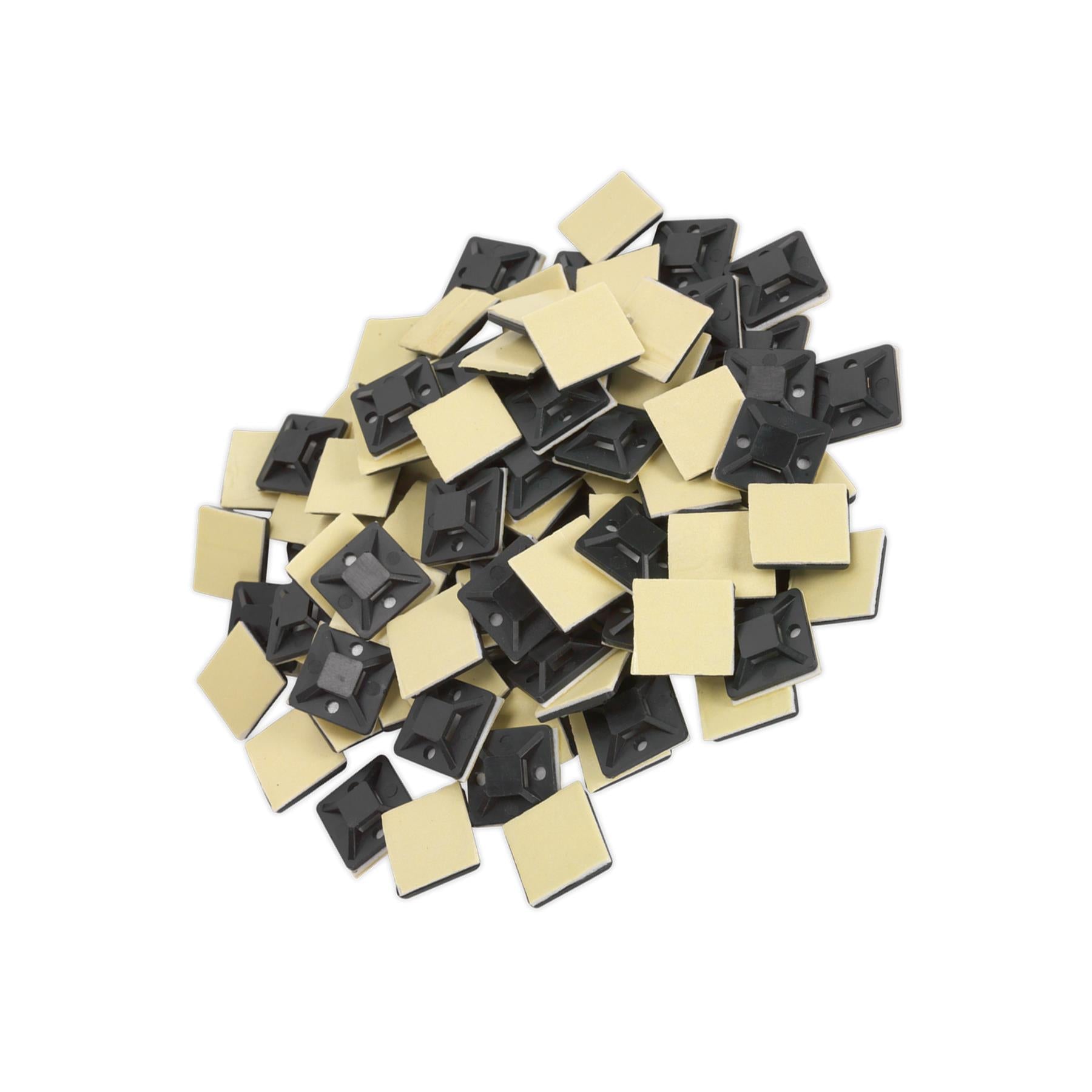 Sealey Self-Adhesive Cable Tie Mount 20 x 20mm Black Pack of 100