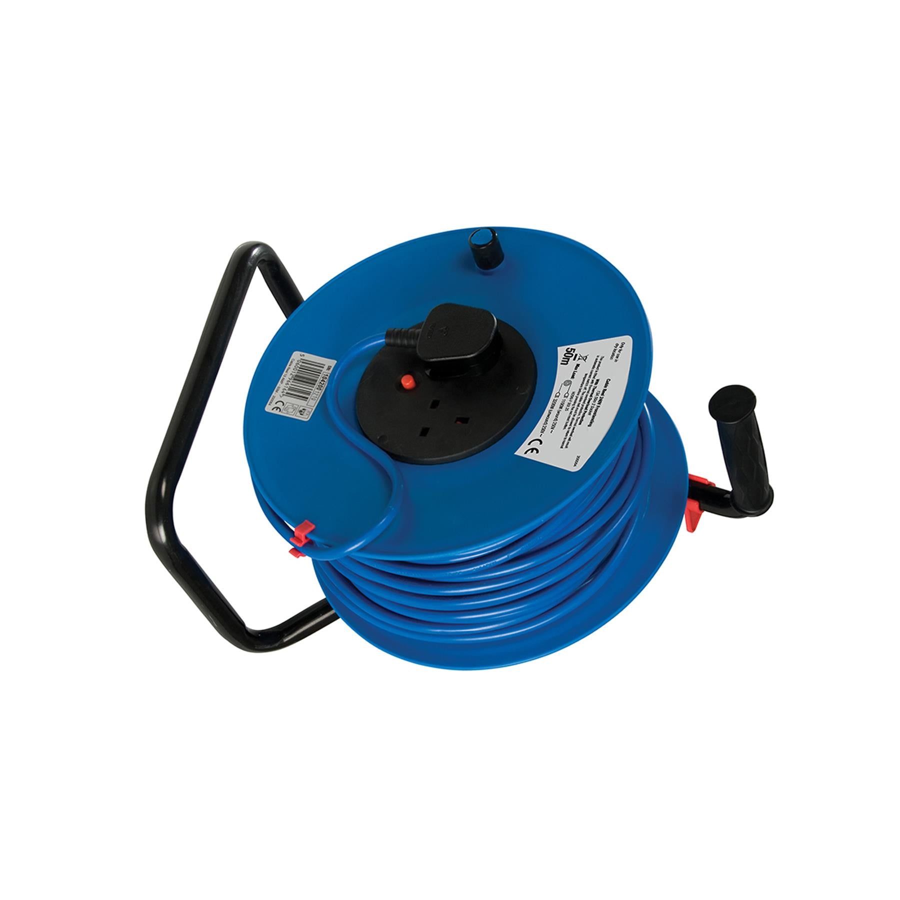 Power Master Cable Reel 240V Freestanding 13A 50M 2 X 240V Drum-Mounted Sockets