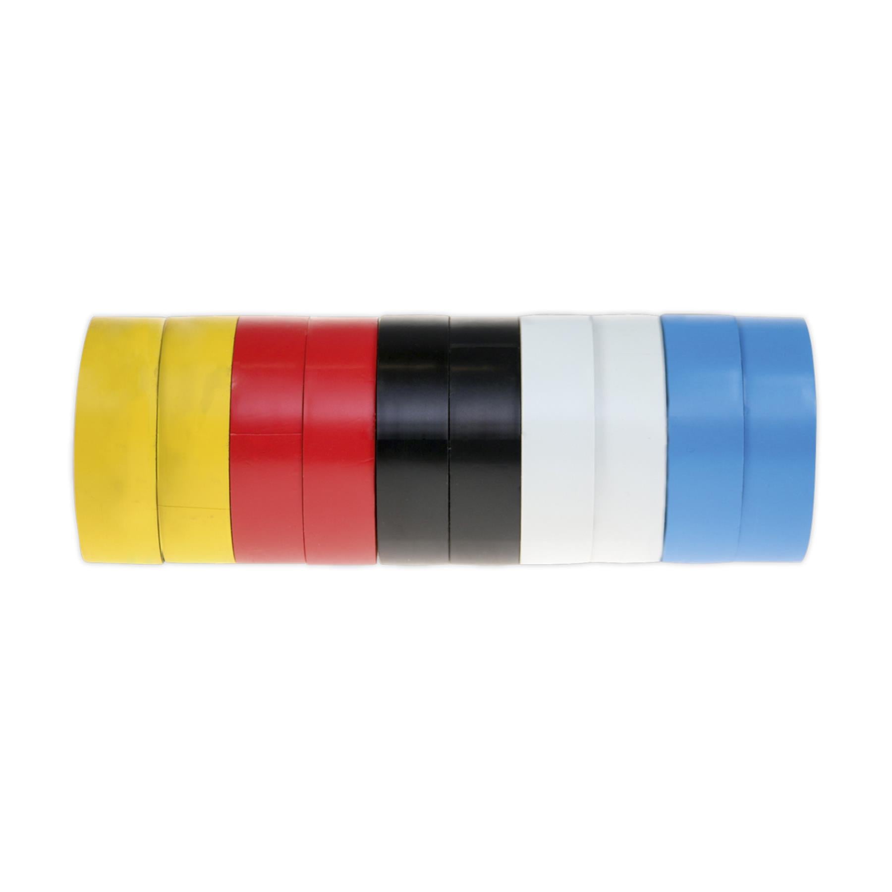 Sealey PVC Insulating Tape 19mm x 20m Mixed Colours Pack of 10