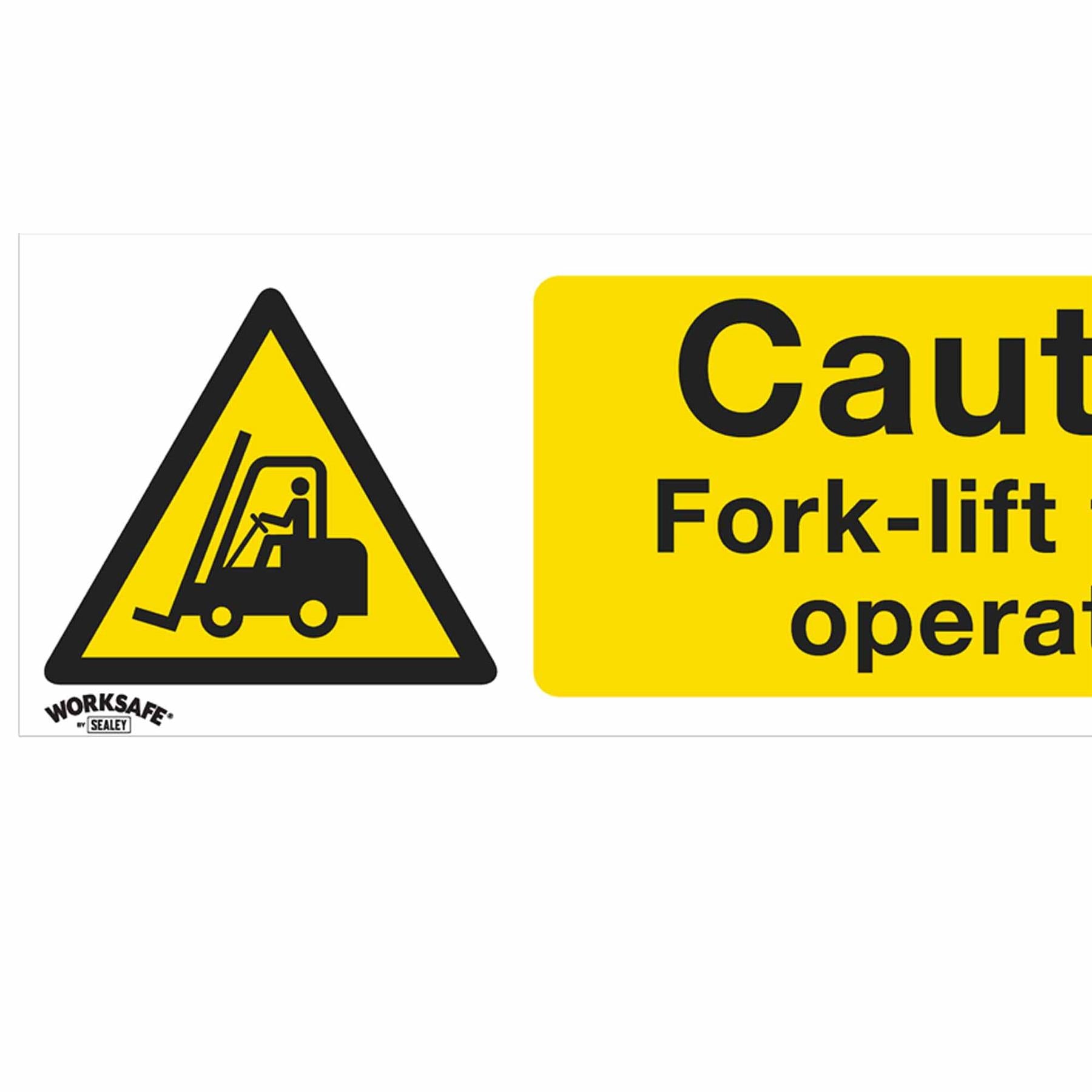 Sealey Safety Sign - Caution Fork-Lift Trucks - Plastic - Pk of 10