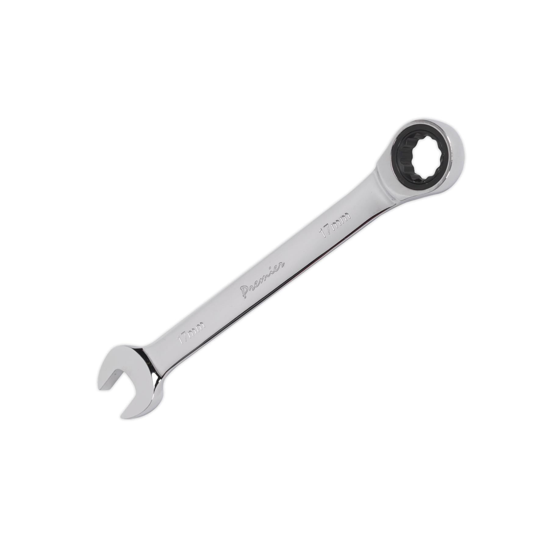 Sealey Ratchet Combination Spanner 17mm Chrome Vanadium Steel