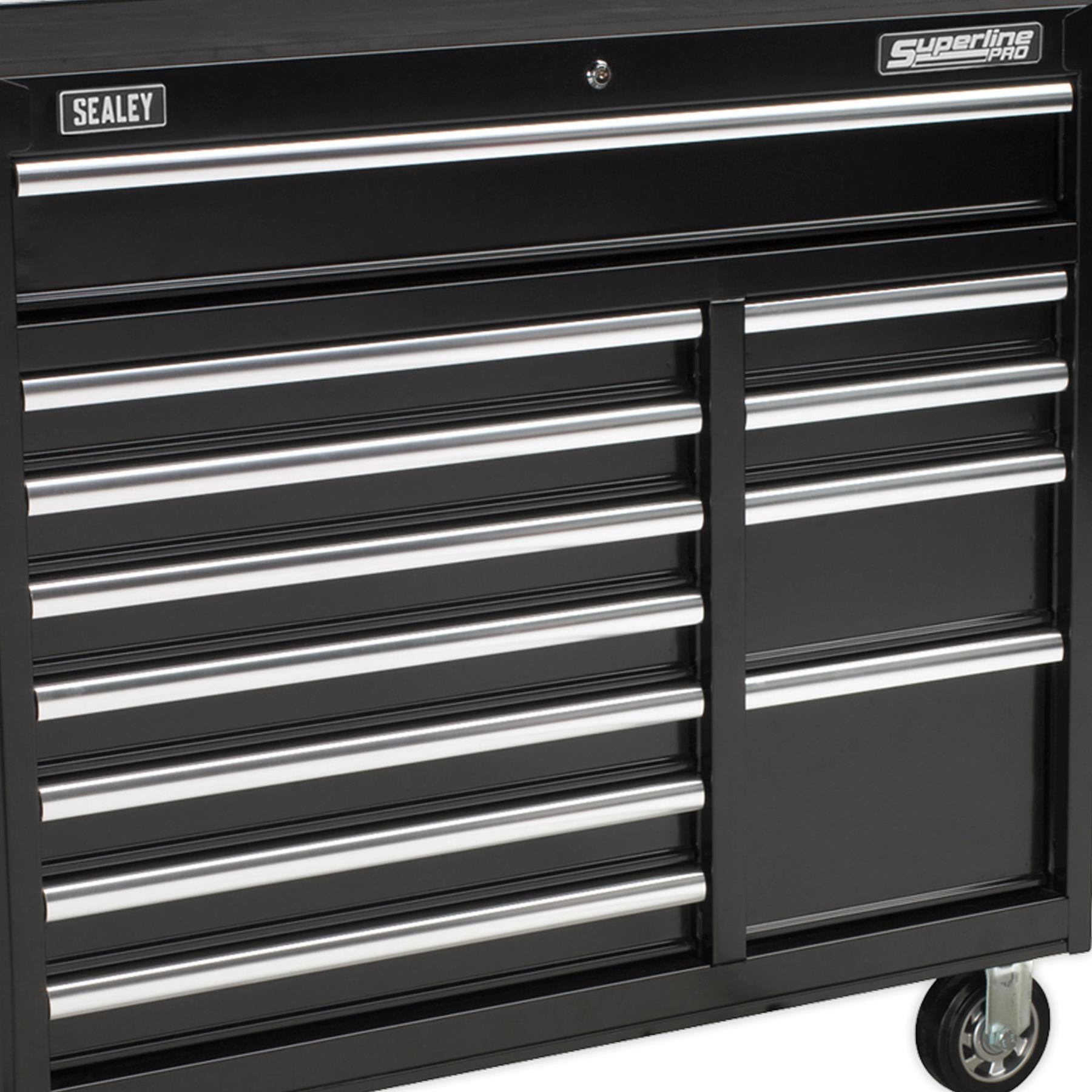 Sealey Rollcab 12 Drawer Ball Bearing Slides Heavy-Duty - Black