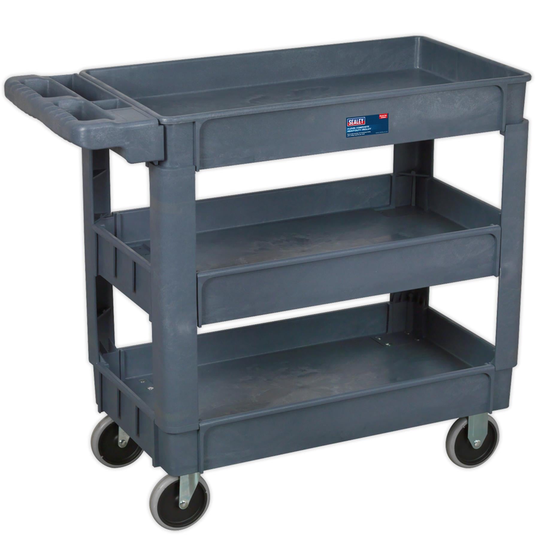 Sealey Trolley 3-Level Composite Heavy-Duty 83kg capacity per shelf