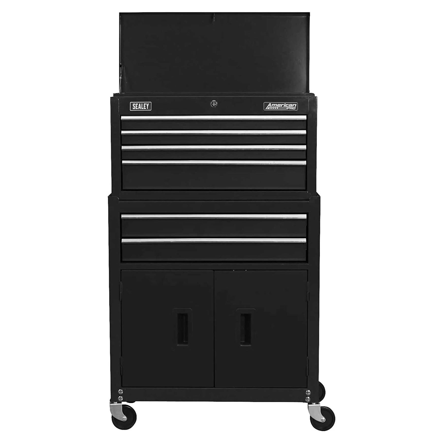 Sealey Topchest & Rollcab Combination 6 Drawer with Ball-Bearing Slides - Black