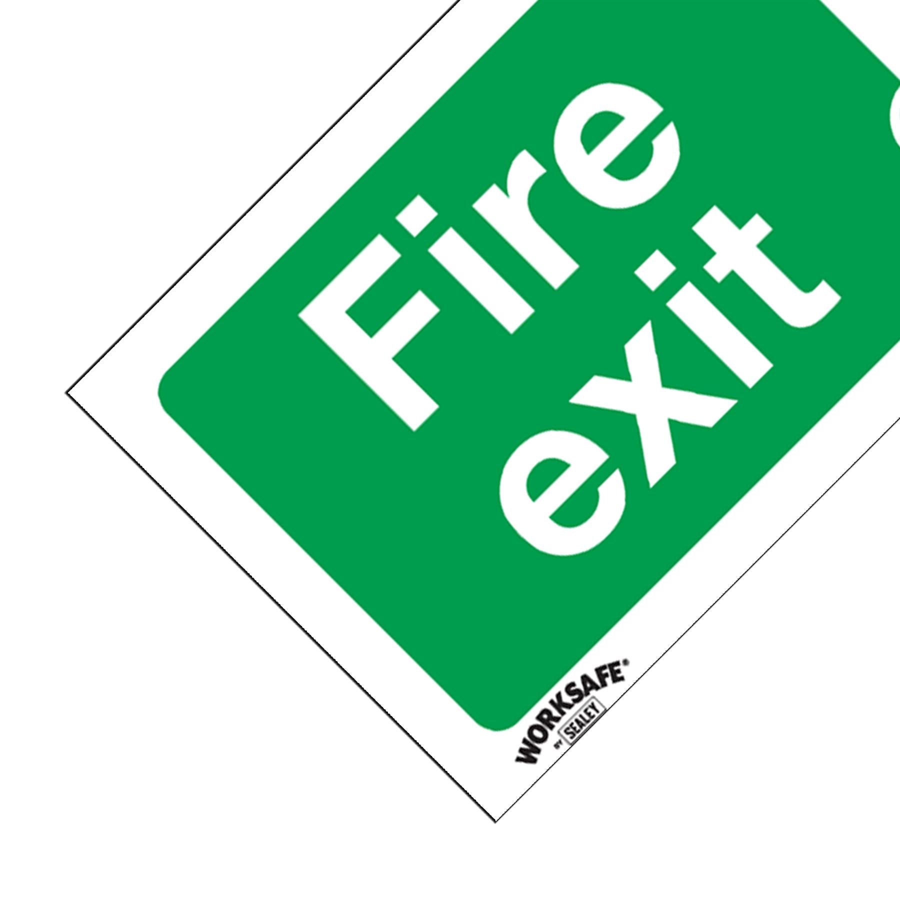 Sealey Safety Sign - Fire Exit (Up) - Slf-Adhes. Vinyl - Pack of 10