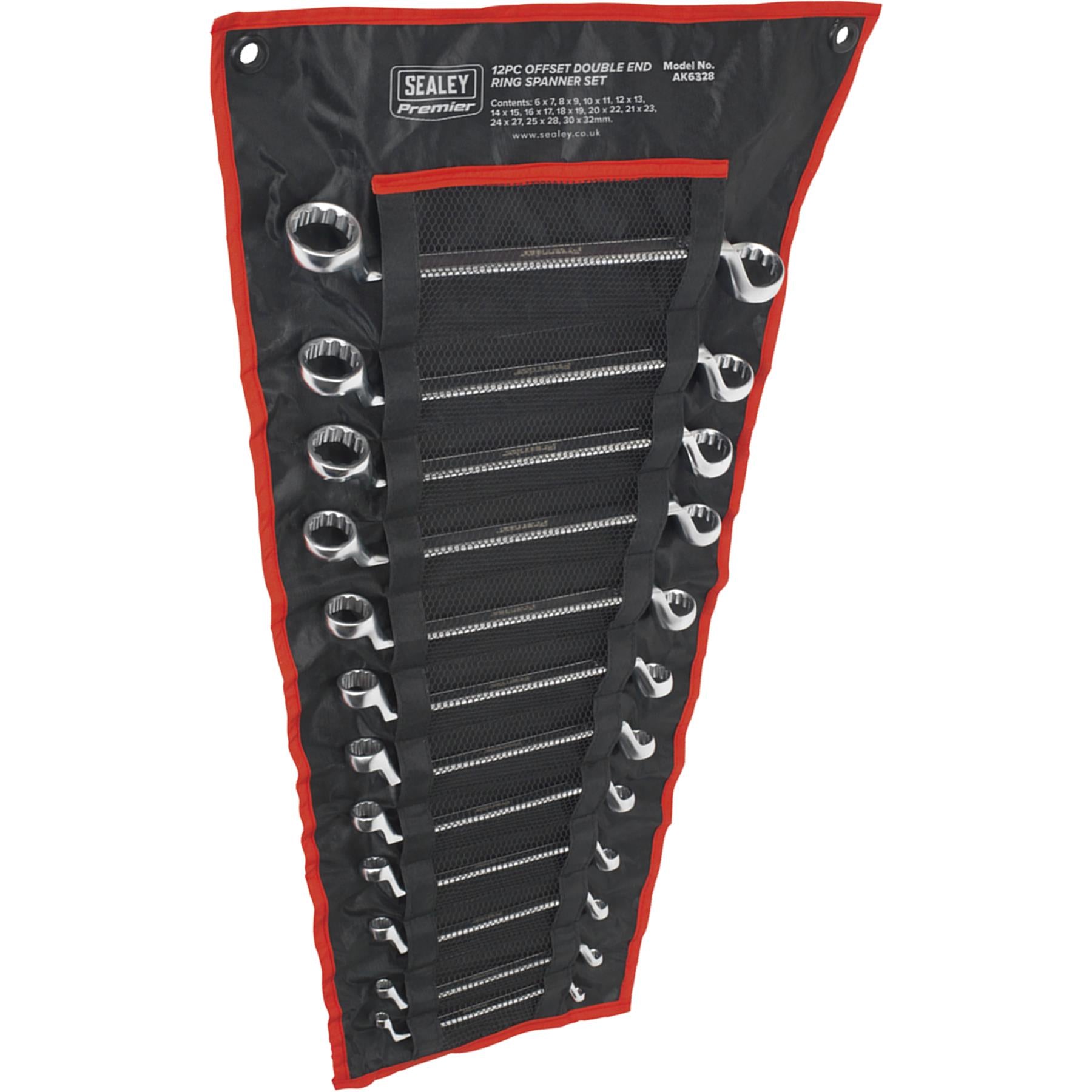 Sealey Offset Double End Ring Spanner Set 12pc Metric
