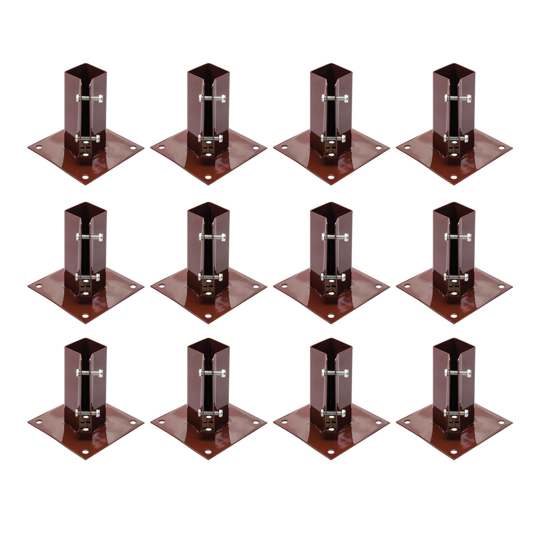 Fence Post Support Bolt Down 2" 50mm Garden Holder Like Metpost Bolt Grip Brown 12PC