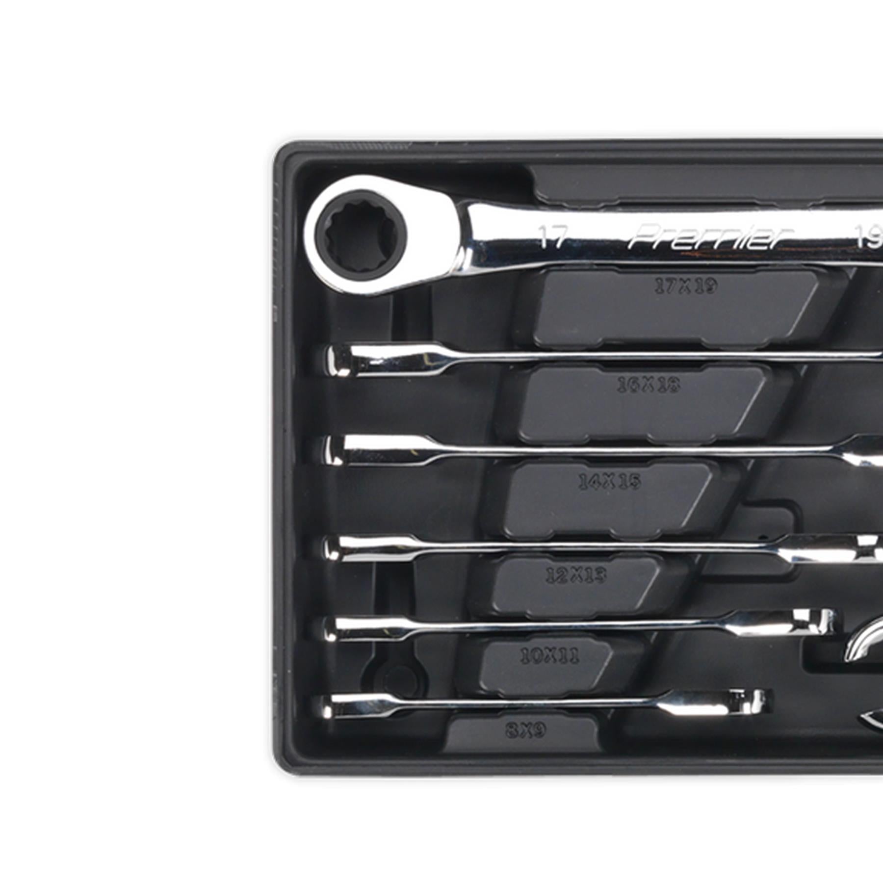 Sealey Tool Tray with Flare Nut & Ratchet Ring Spanner Set 12pc