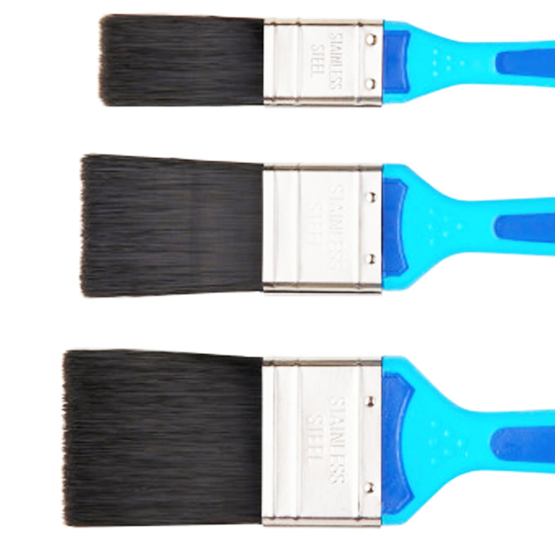 BlueSpot 3 PCE Synthetic Paint Brush Set with Soft Grip Handle 1", 1 ½" and 2"