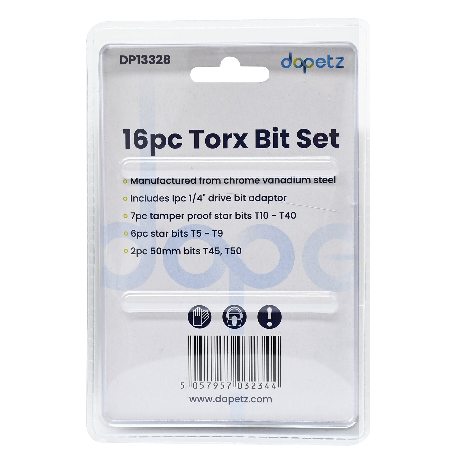 16Pc Torx Bit Set with Drive